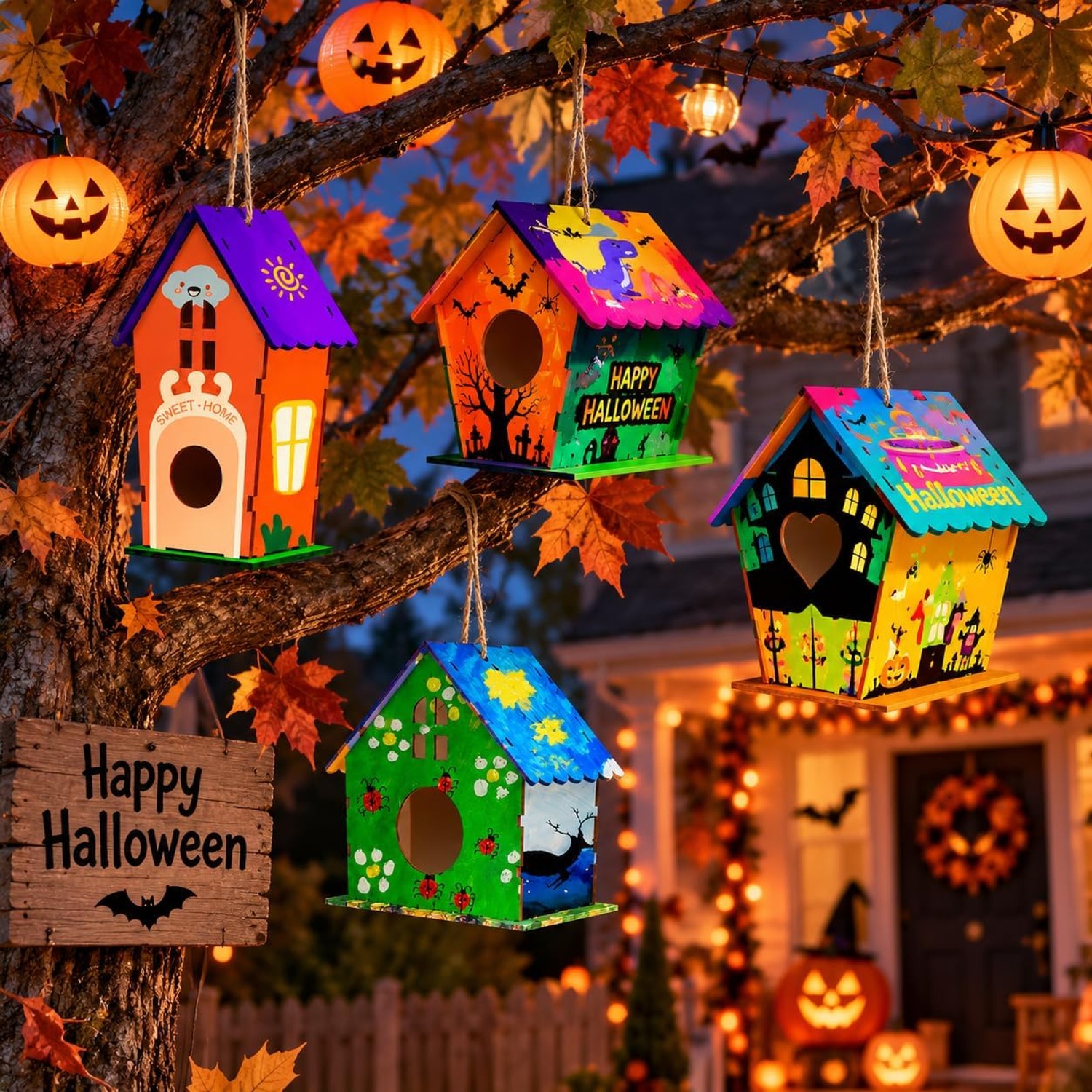 Birdhouse Painting Kit, 4 Pack Wooden Build and Paint Set: image 5