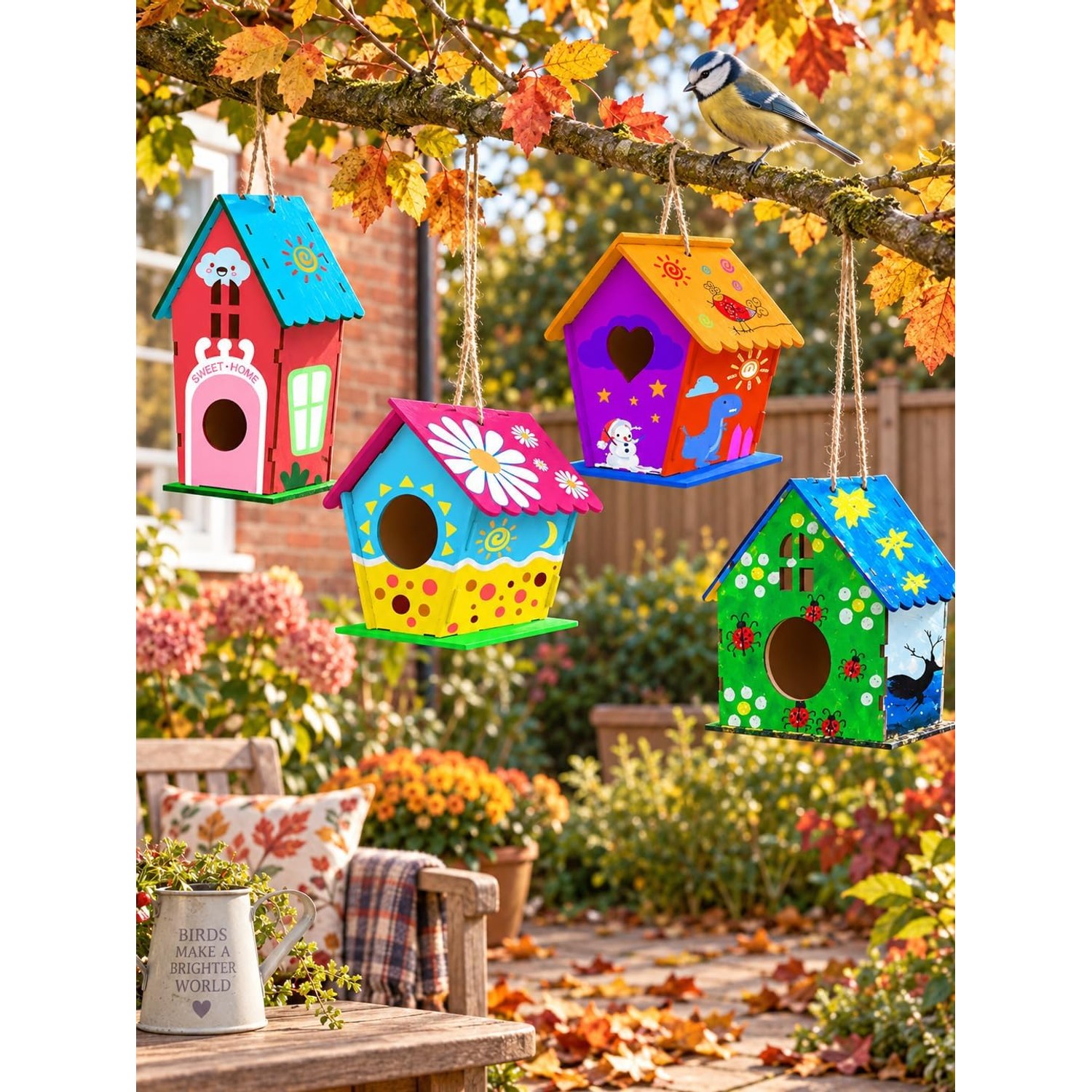 Birdhouse Painting Kit, 4 Pack Wooden Build and Paint Set: image 7