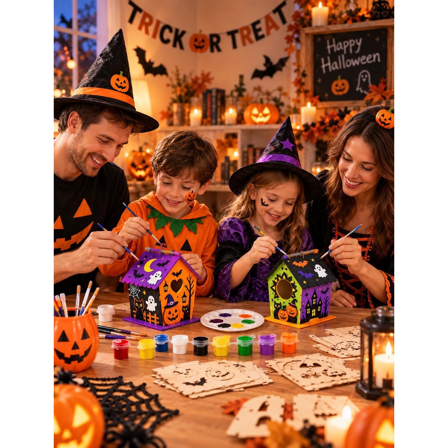 Birdhouse Painting Kit, 4 Pack Wooden Build and Paint Set: image 8