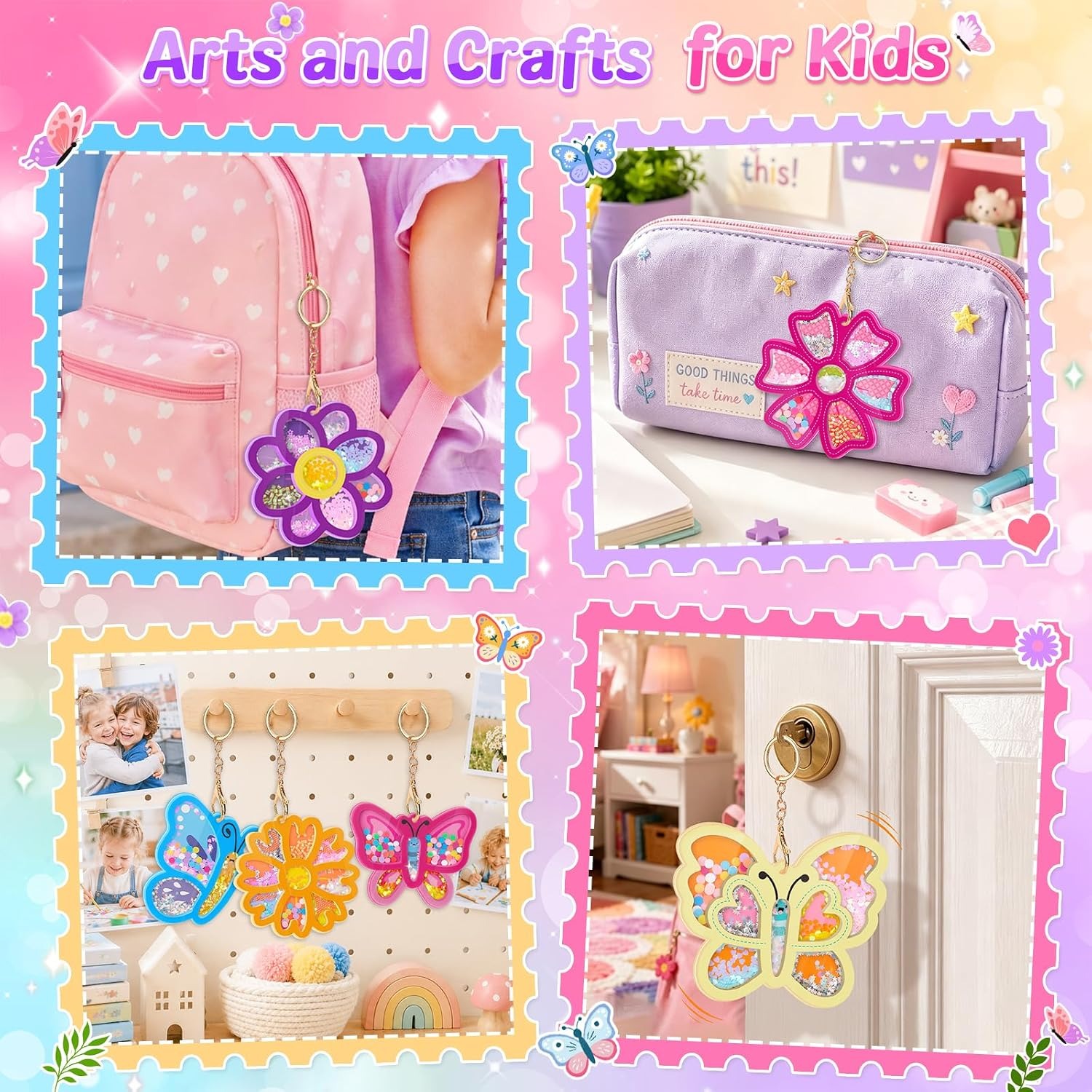 Glitter Shaker Keyring Making Kit for Kids, detail view