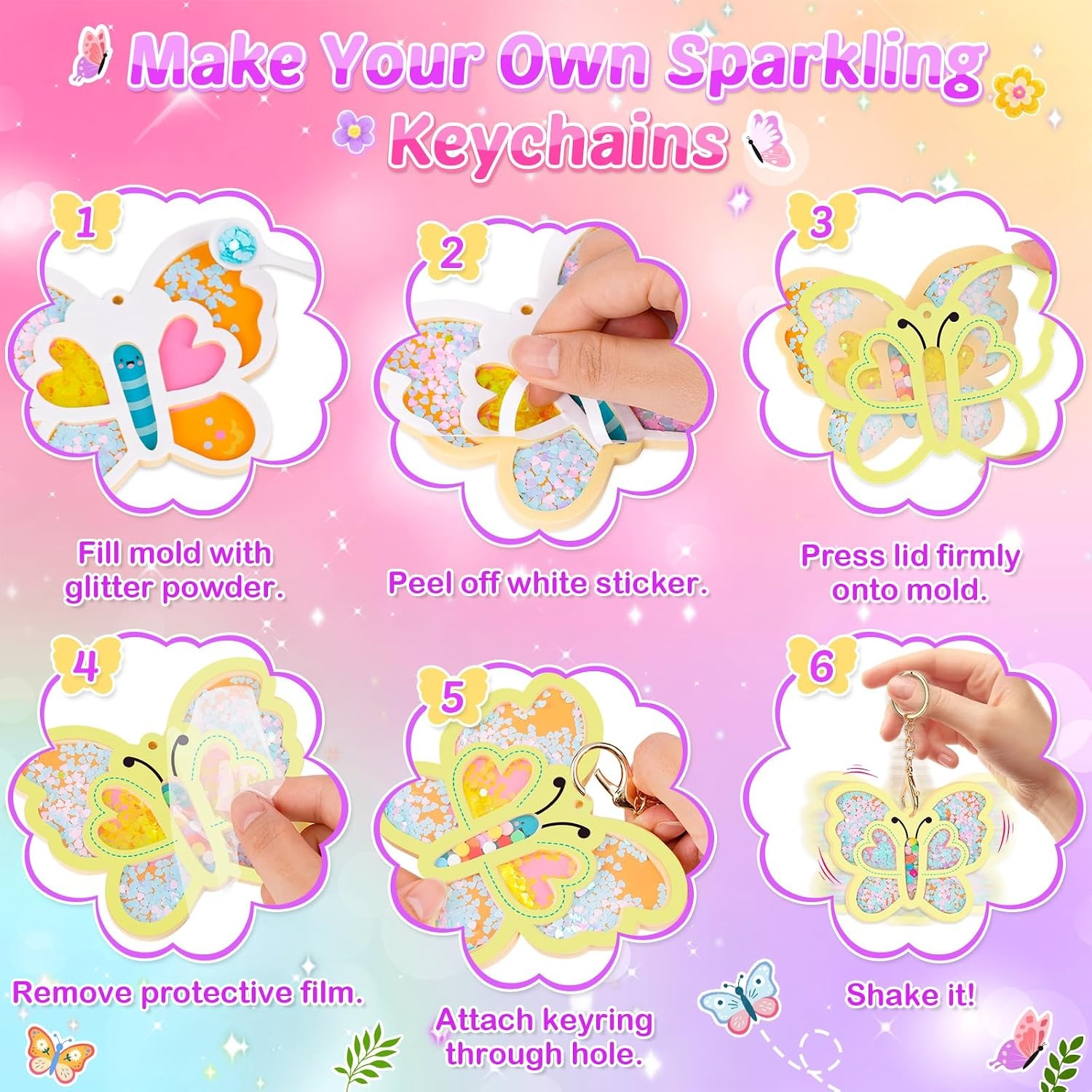 Glitter Shaker Keyring Making Kit for Kids: image 5
