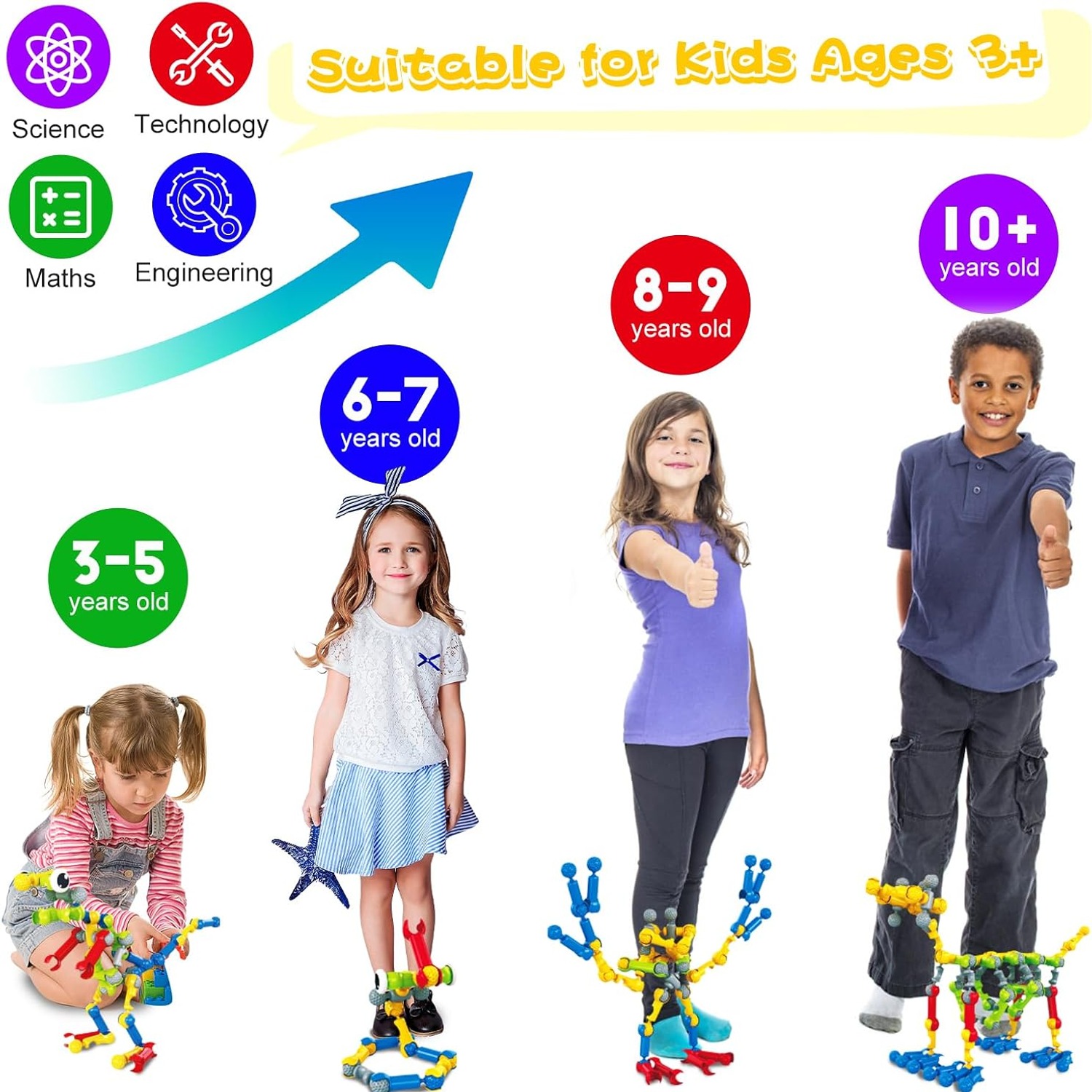 156 Piece STEM Building Blocks Construction Set