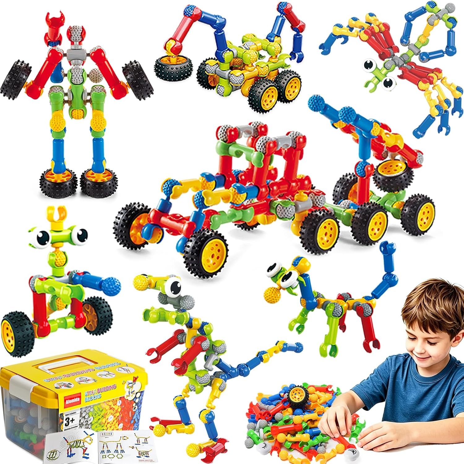 156 Piece STEM Building Blocks Construction Set