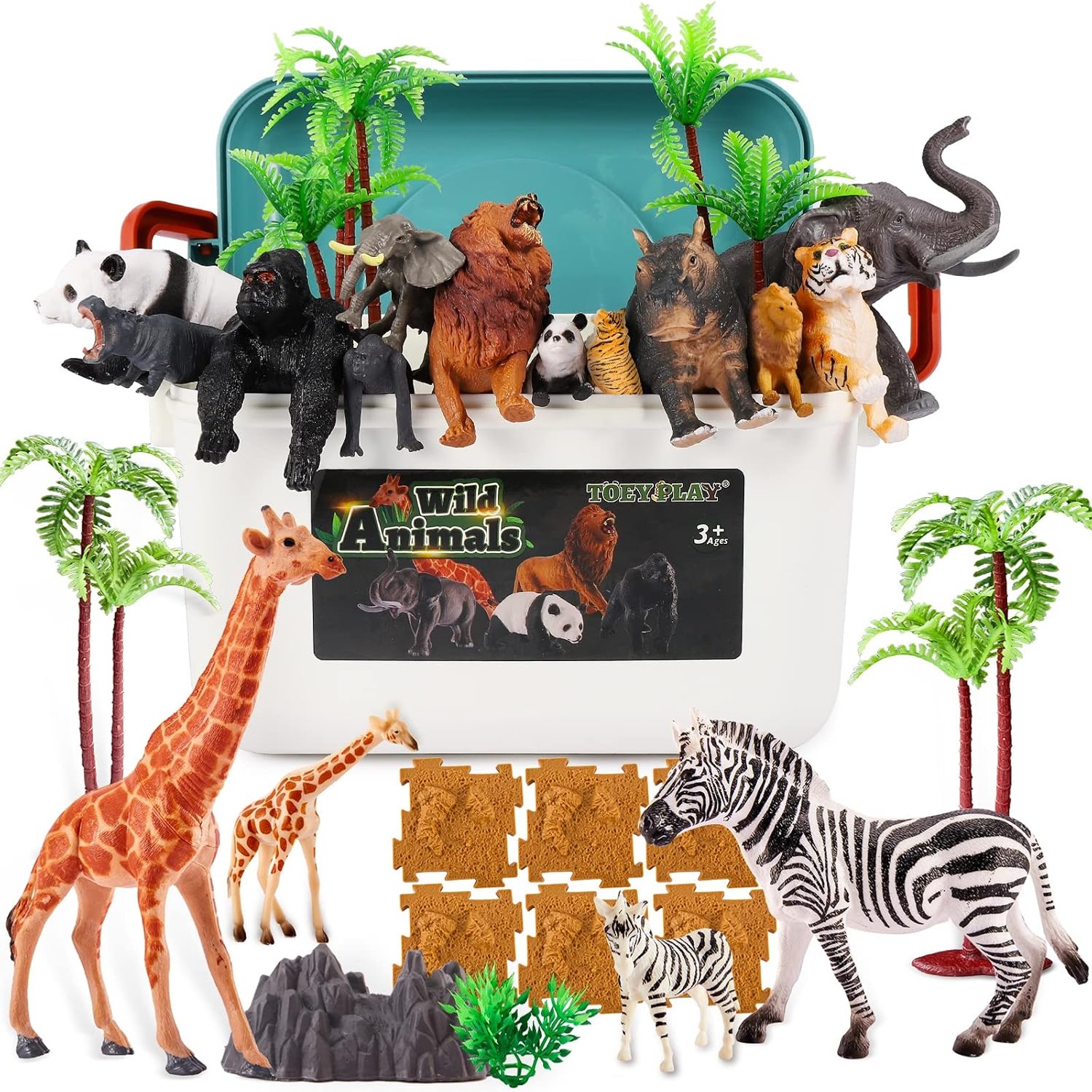 52 Piece Animal Figures Play Set with Carry Case