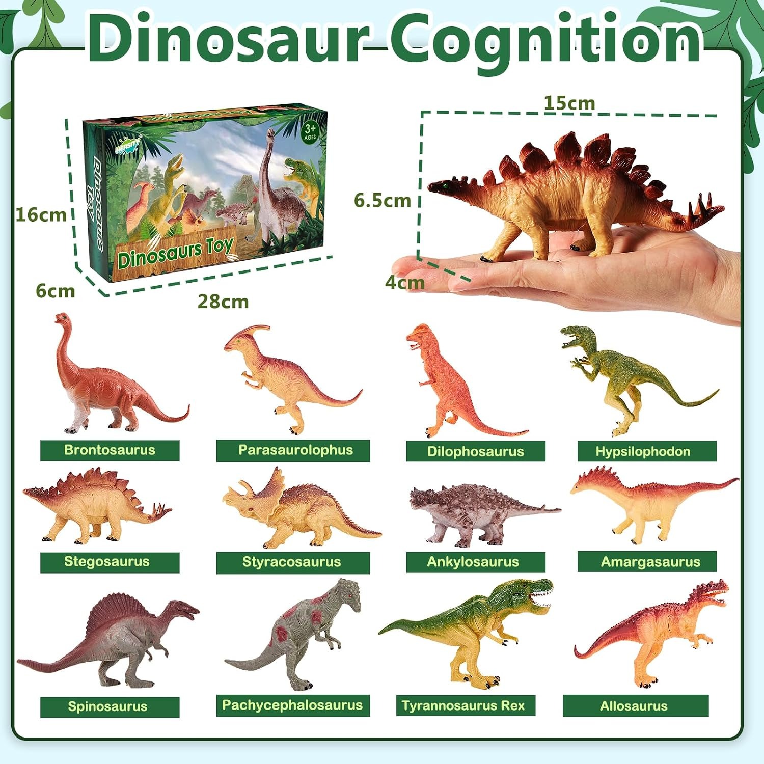 12 Piece Large Realistic Dinosaur Figure Set