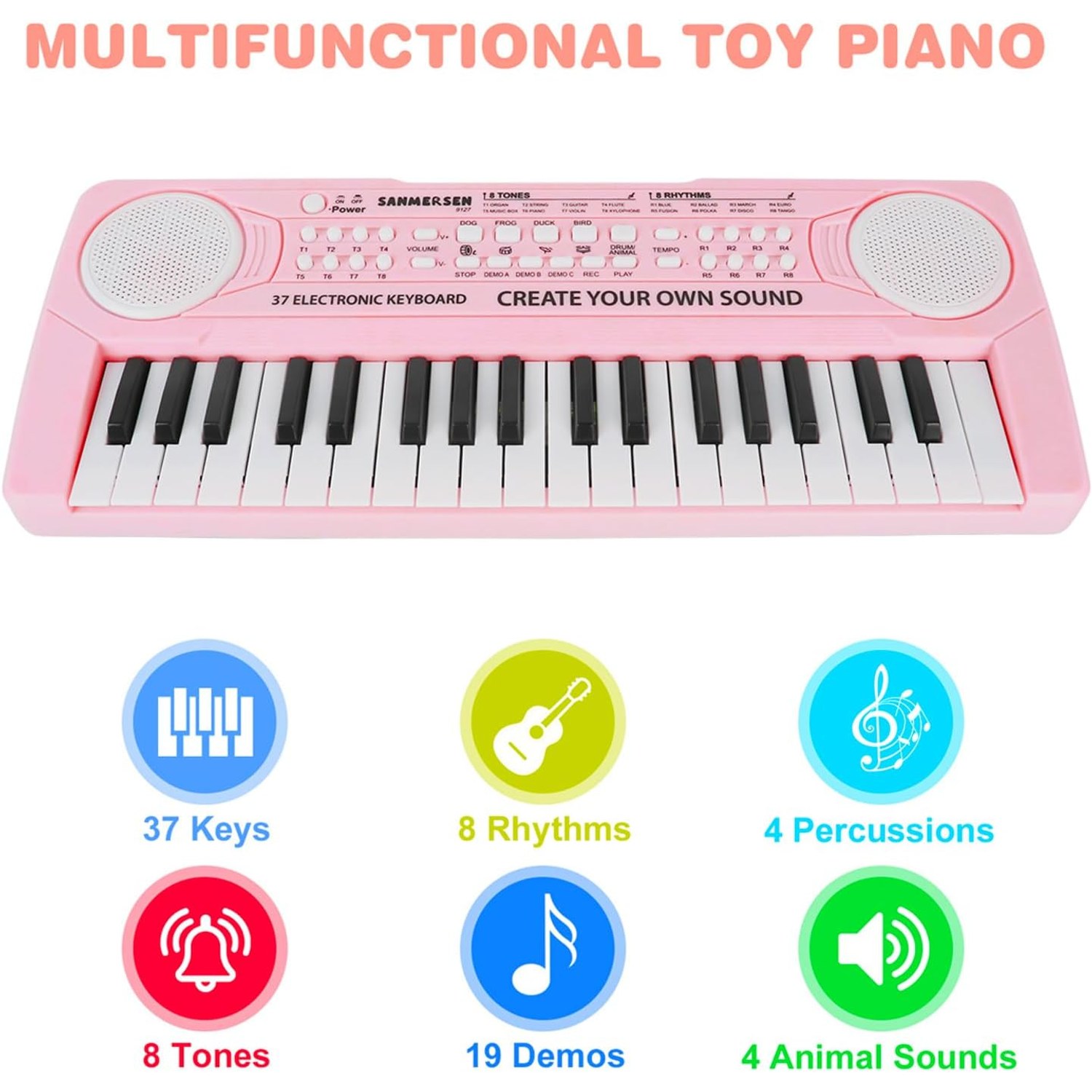 37-Key Kids Keyboard Piano with Microphone: image 2