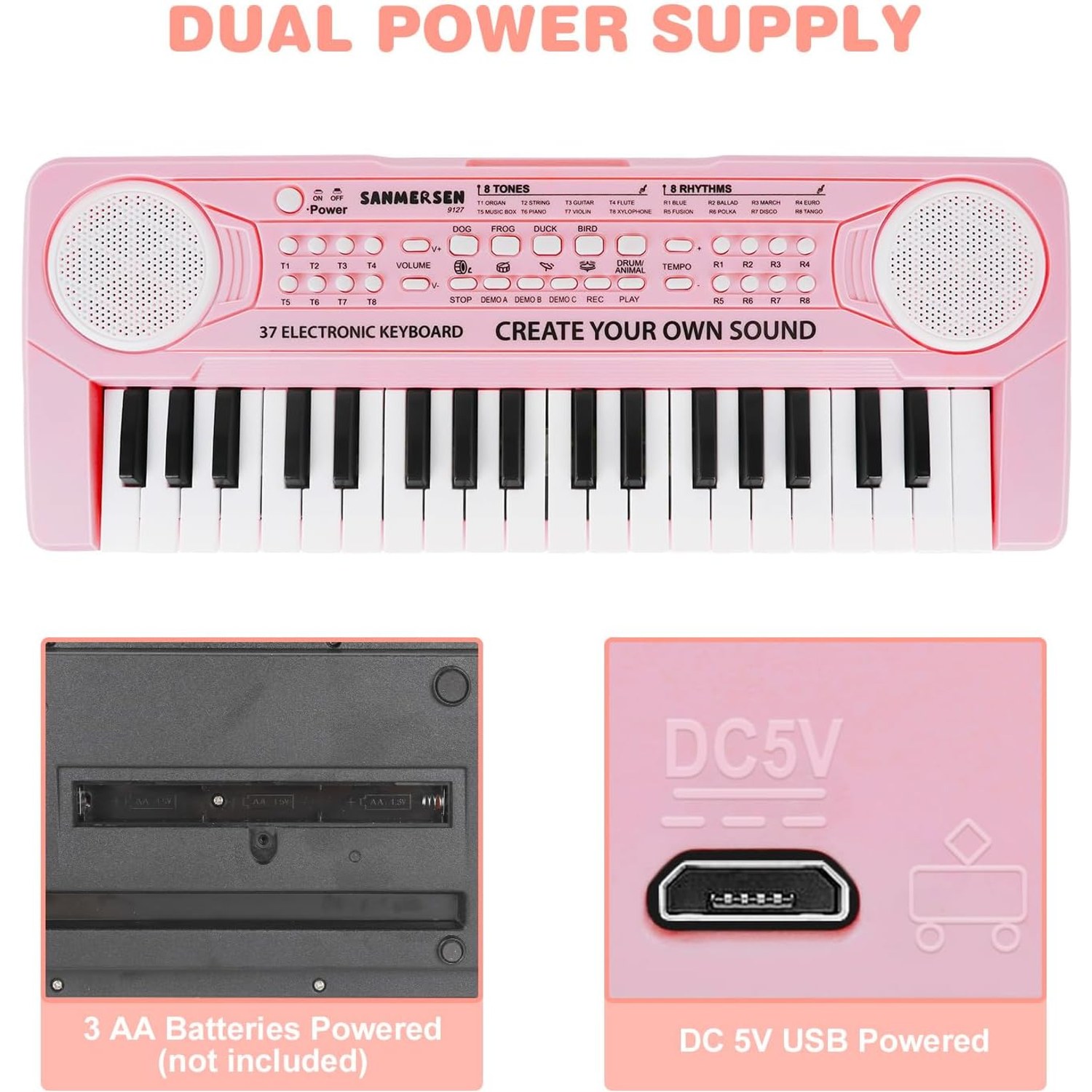 37-Key Kids Keyboard Piano with Microphone: image 3