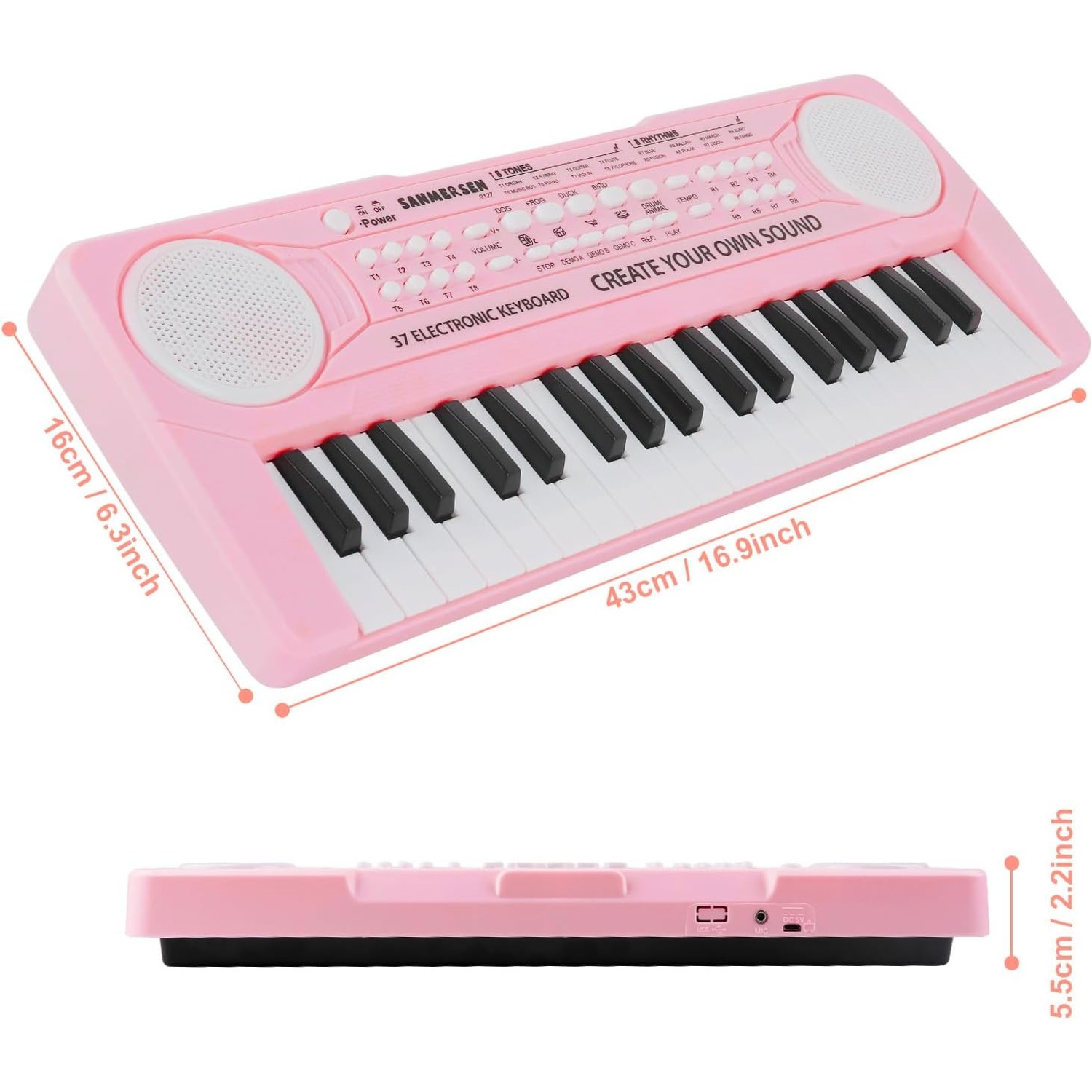 37-Key Kids Keyboard Piano with Microphone: image 6