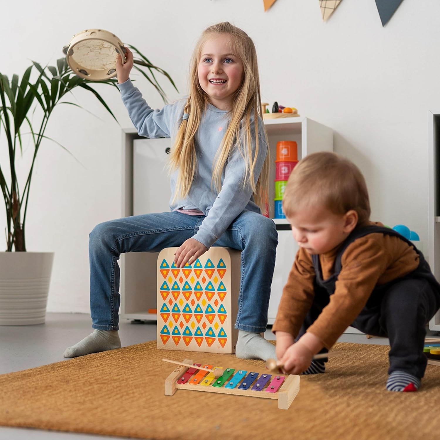 Rainbow 8-Note Wooden Xylophone with Mallets and Songbook: image 7