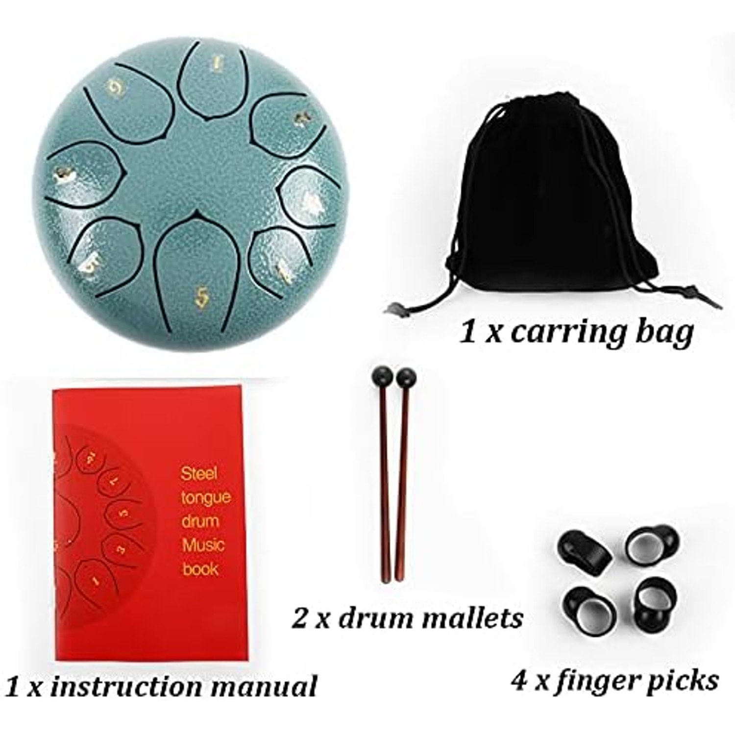 6 Inch Steel Tongue Drum, 8 Note C Major Set with Mallets and Bag: image 7