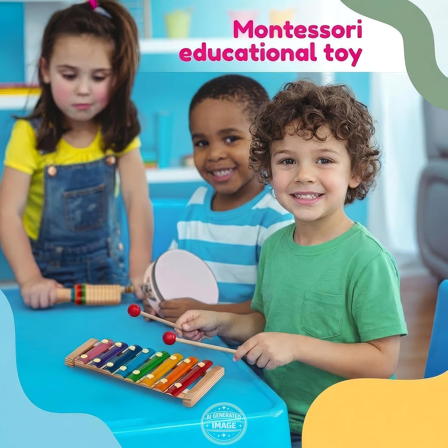 34-Piece Wooden Percussion Set for Kids: image 2