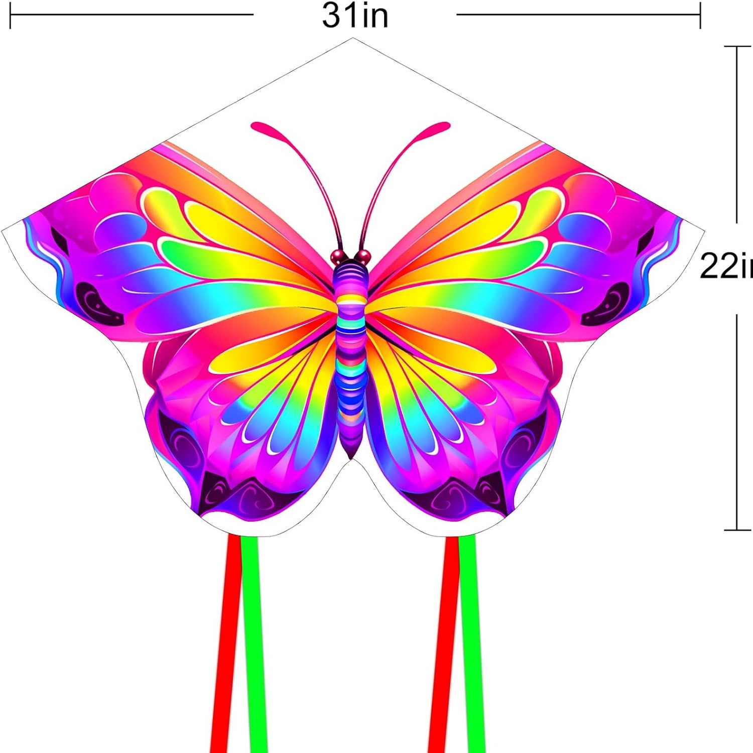 Butterfly Kite 2 Pack with Long Tails and 30m Lines