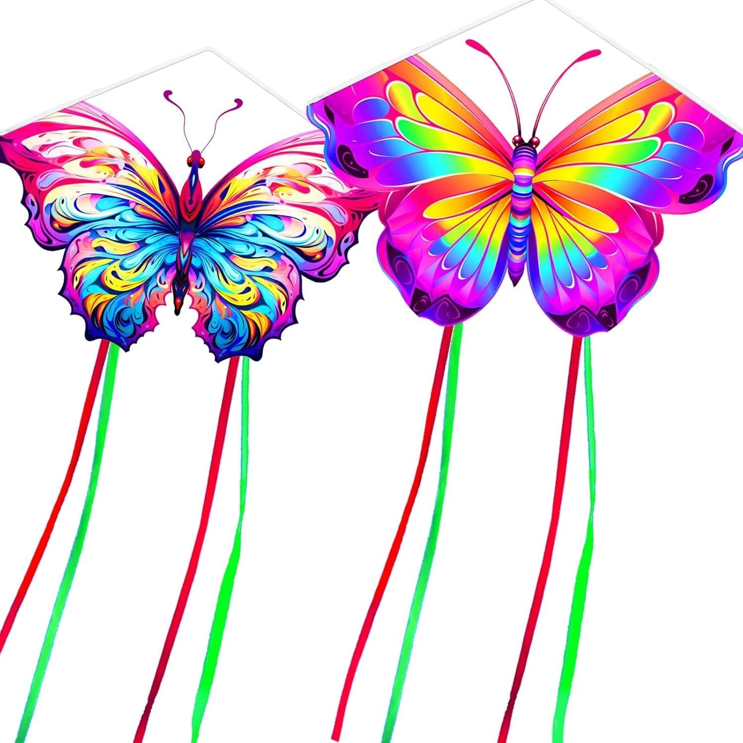 Butterfly Kite 2 Pack with Long Tails and 30m Lines