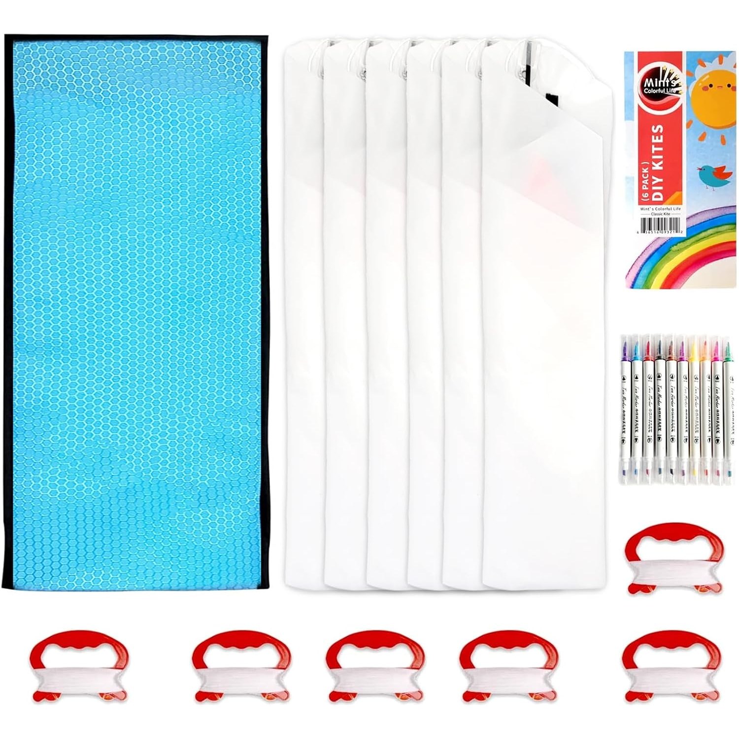 DIY Kite Making Kit (6 Pack Blank Diamond Kites with Markers): image 2
