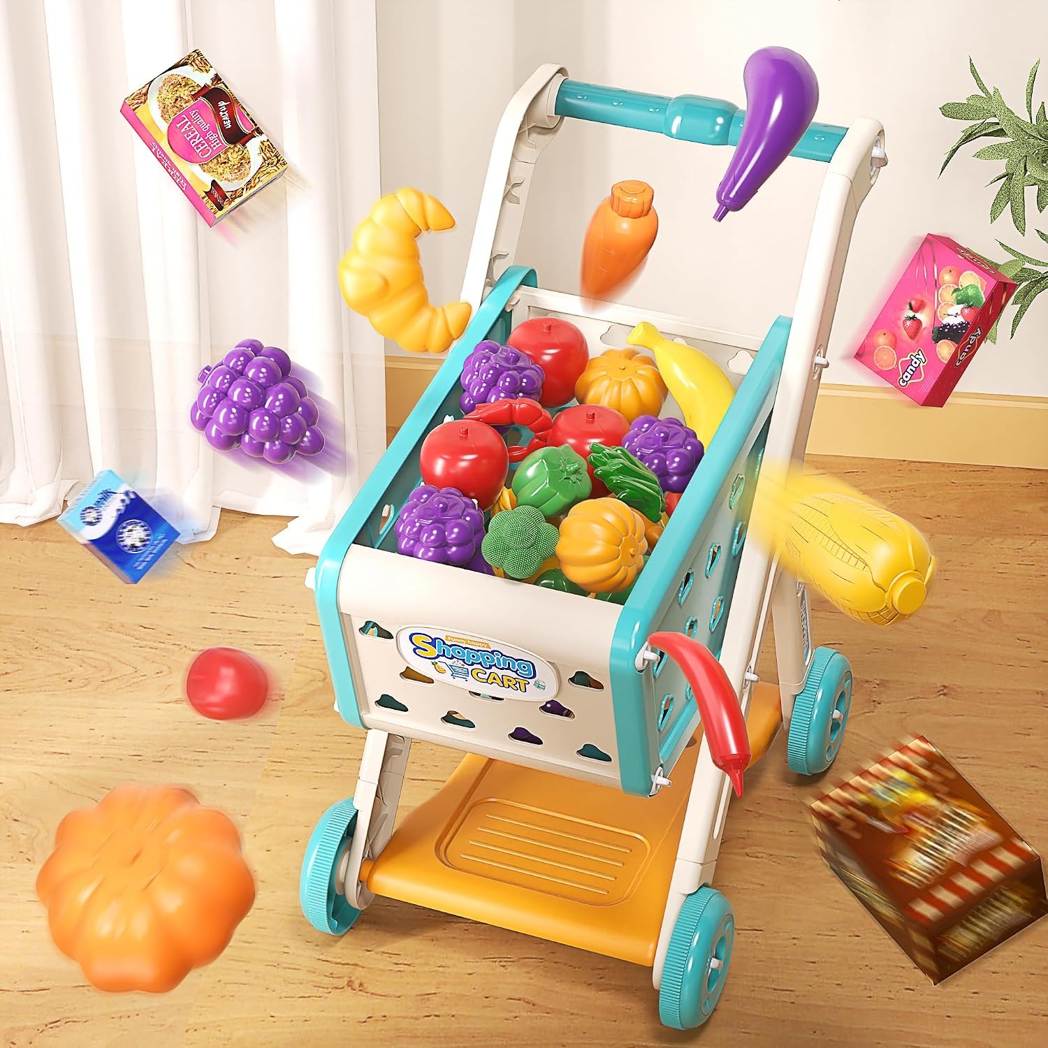 Kids Shopping Trolley Play Set with Pretend Food: image 7