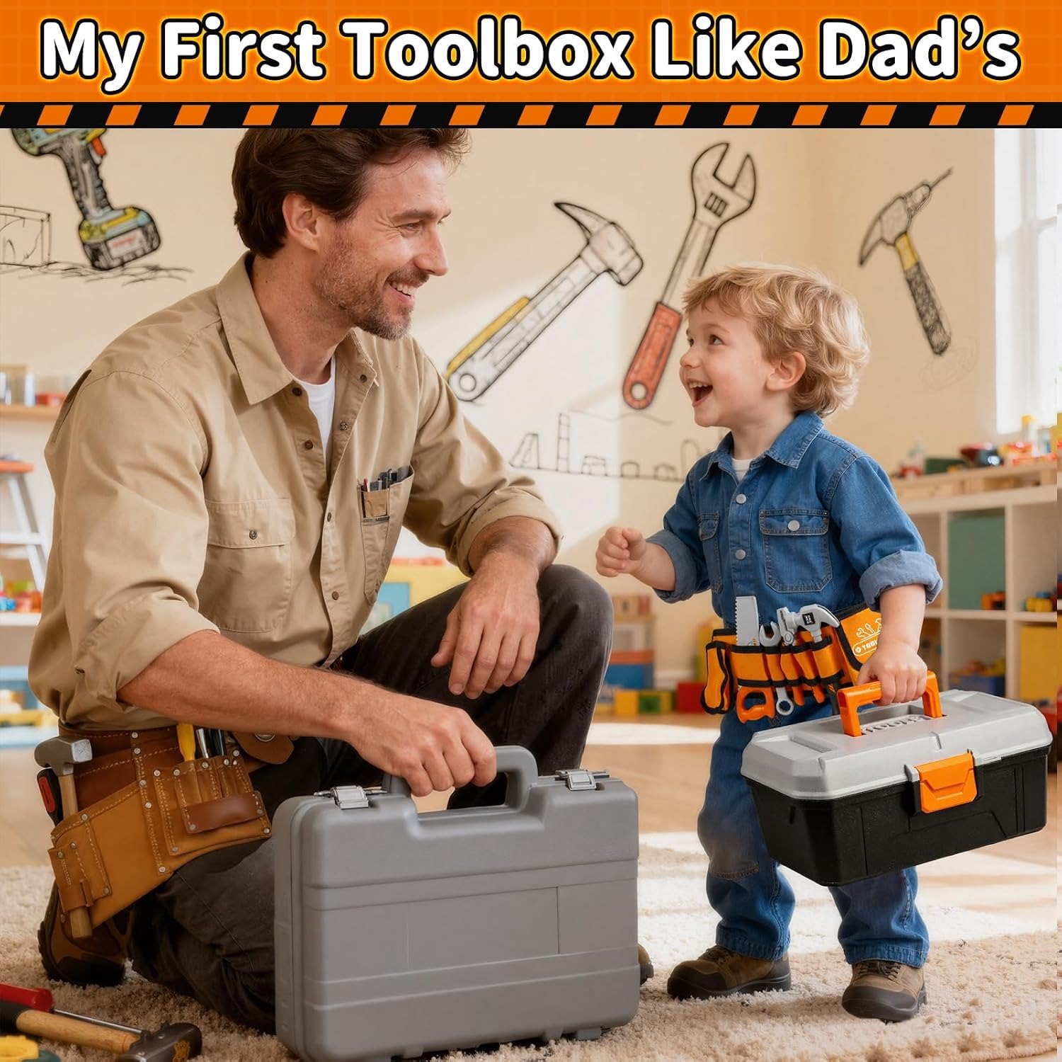 50-Piece Kids Tool Belt and Toy Drill Set: image 2