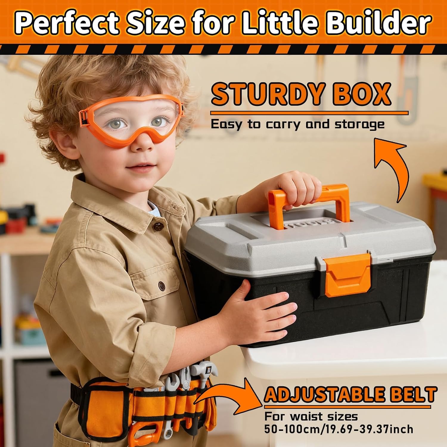 50-Piece Kids Tool Belt and Toy Drill Set: image 4