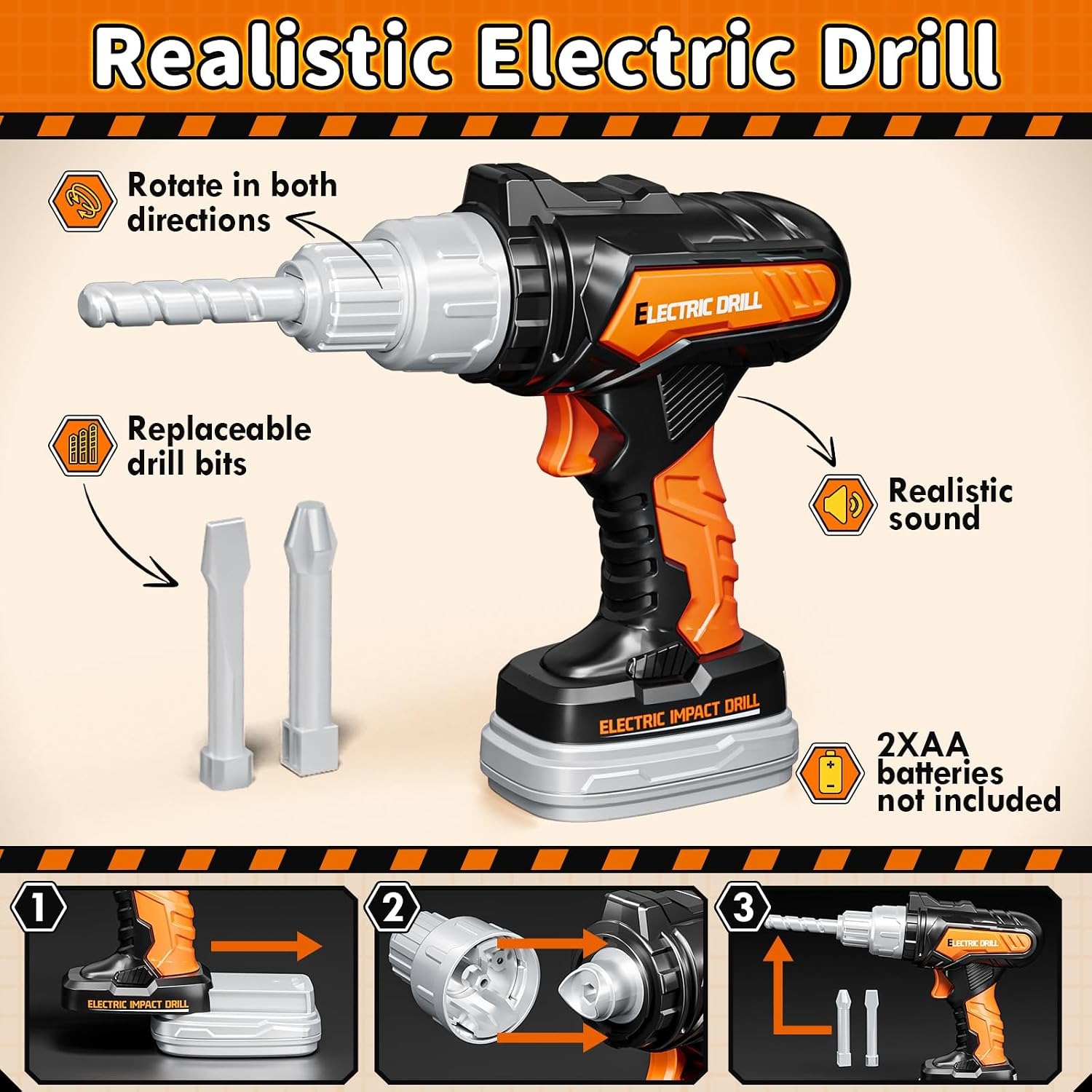 50-Piece Kids Tool Belt and Toy Drill Set: image 5