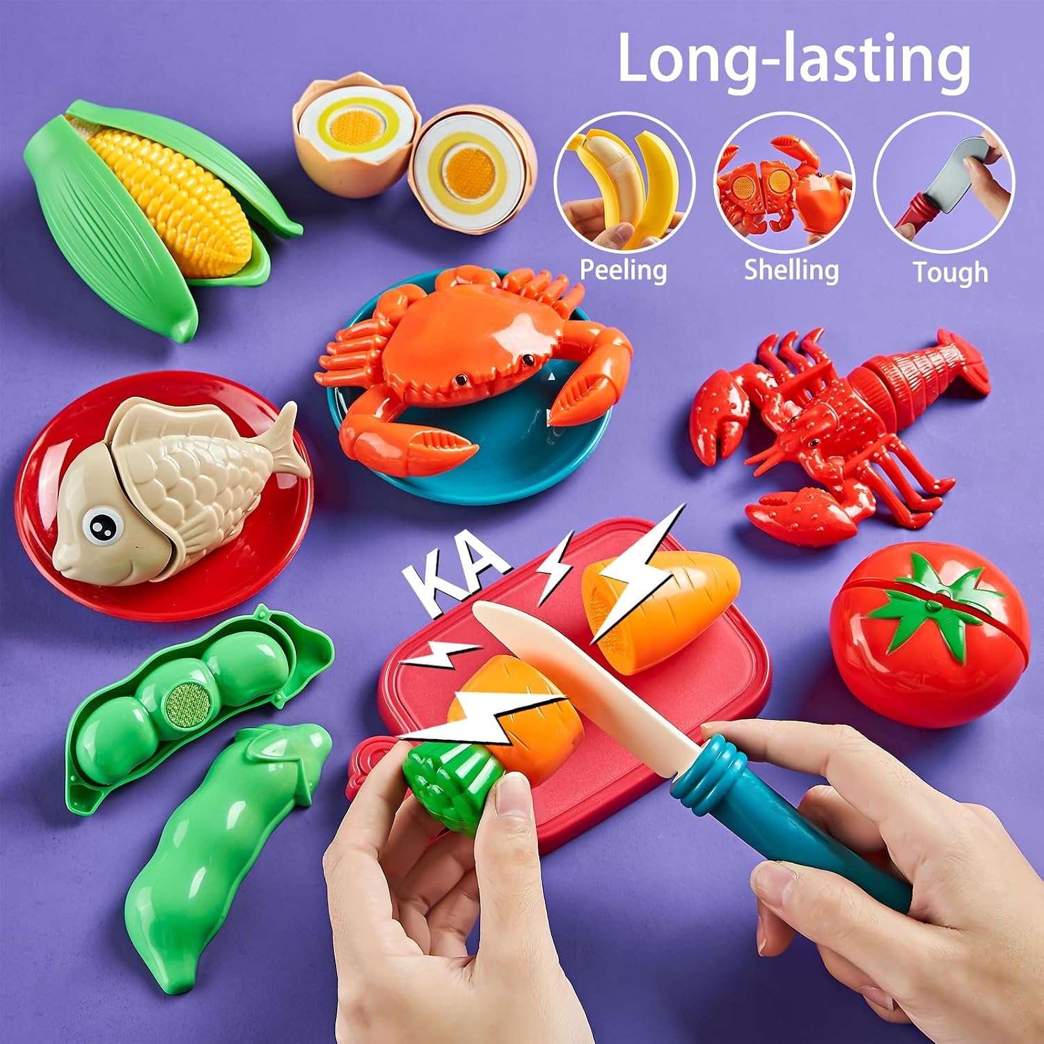 78-Piece Play Food Set with Cutting Fruit, Veg and Storage Bag: image 4