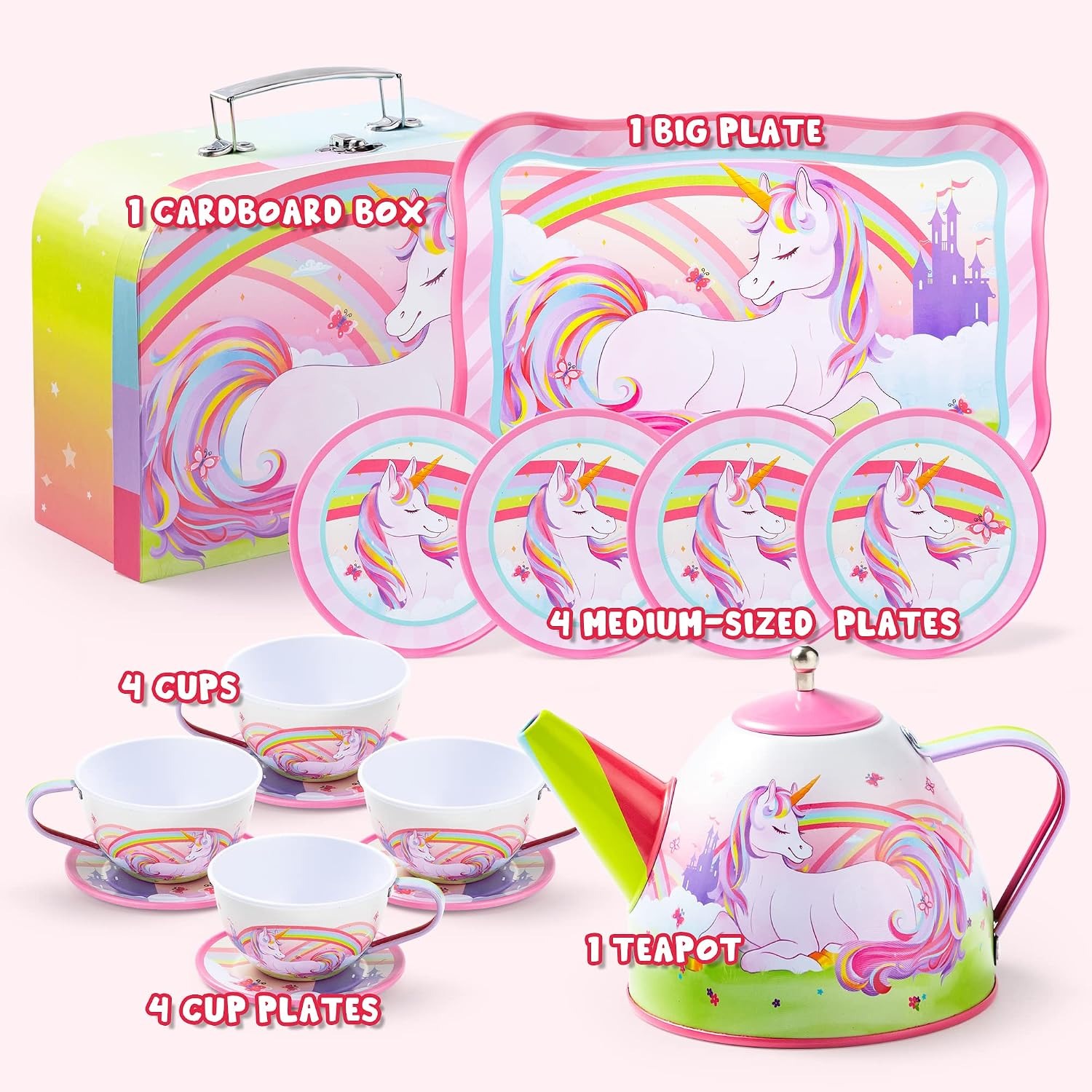 Unicorn Tin Tea Party Set for Kids