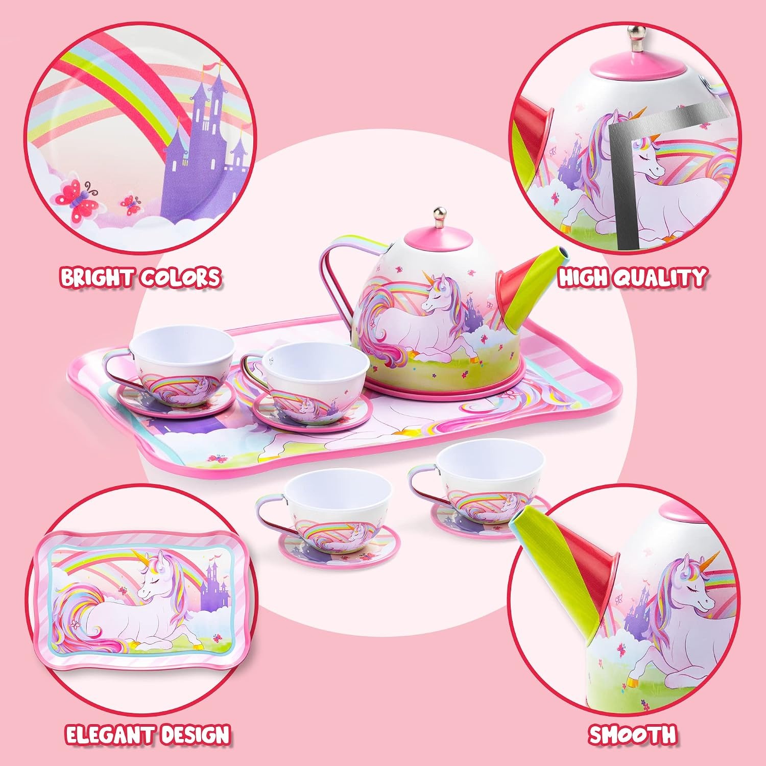 Unicorn Tin Tea Party Set for Kids