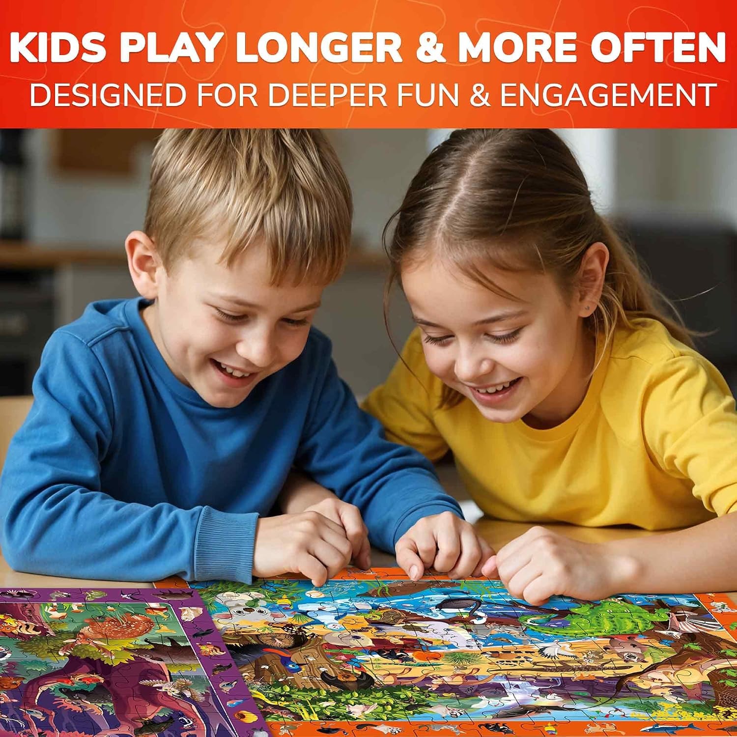 100 Piece Puzzles 4 Pack Dinosaur and Sea Animal Jigsaw Set: image 4