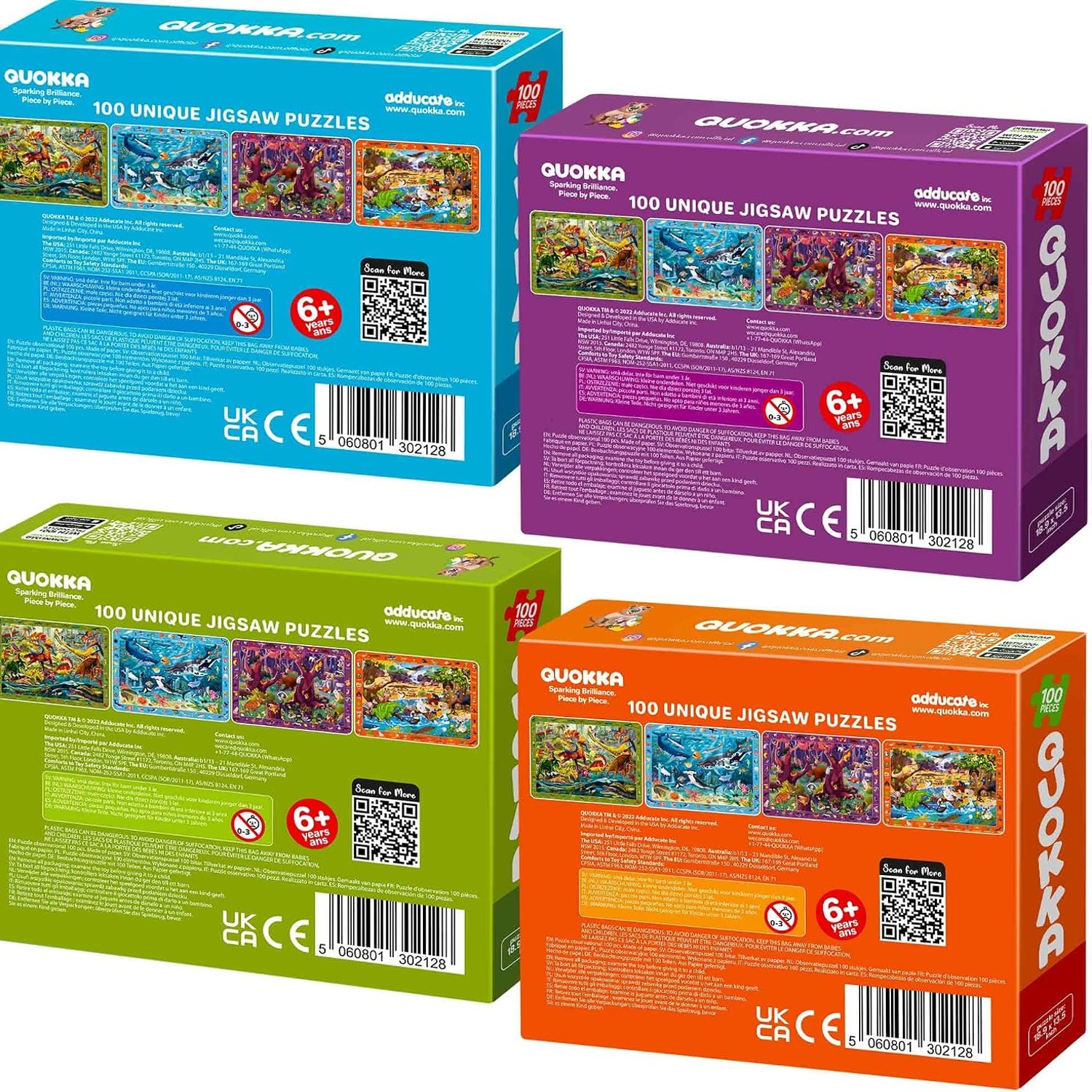 100 Piece Puzzles 4 Pack Dinosaur and Sea Animal Jigsaw Set: image 9