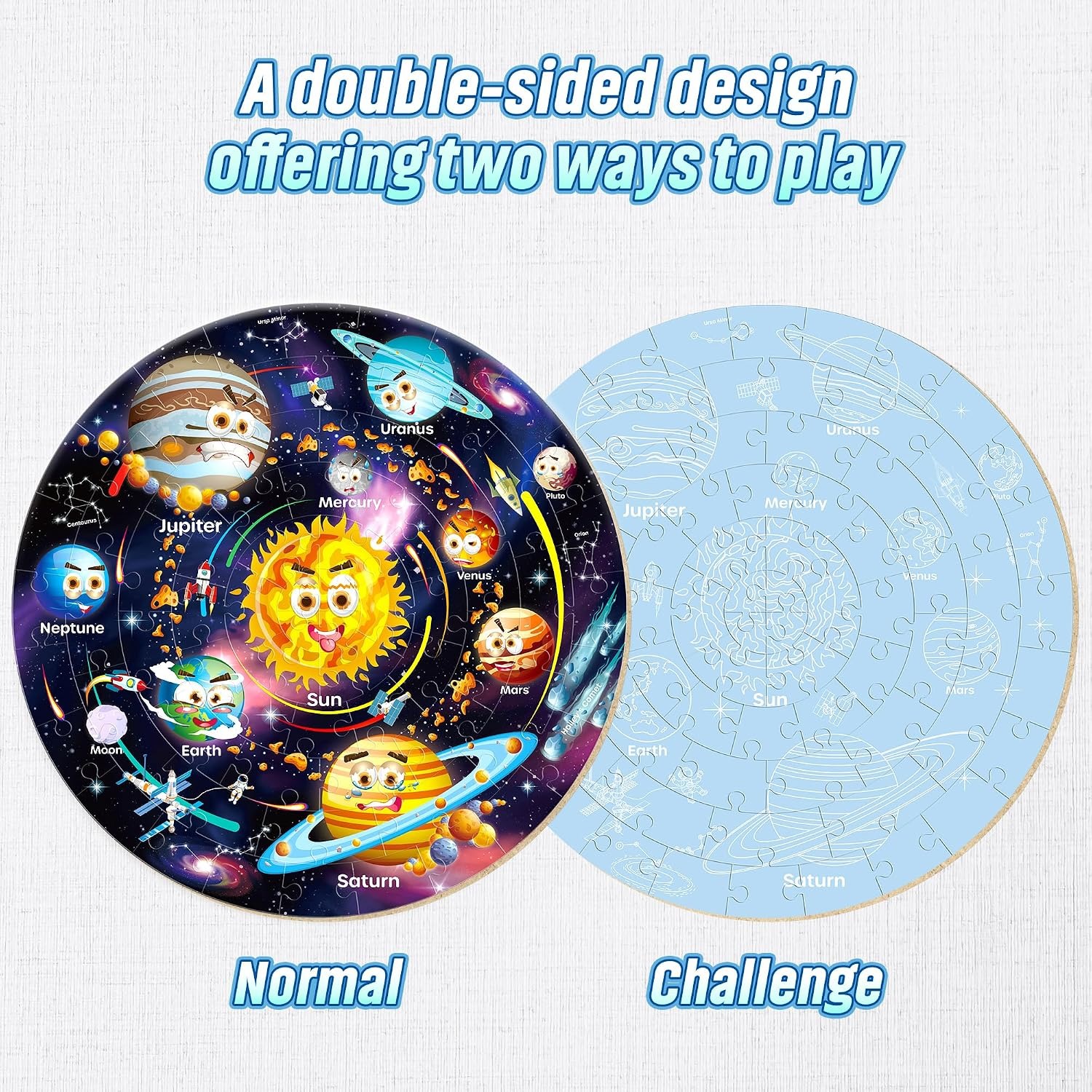 Solar System Floor Puzzle, 70 Piece Round Space Jigsaw for Kids: image 2