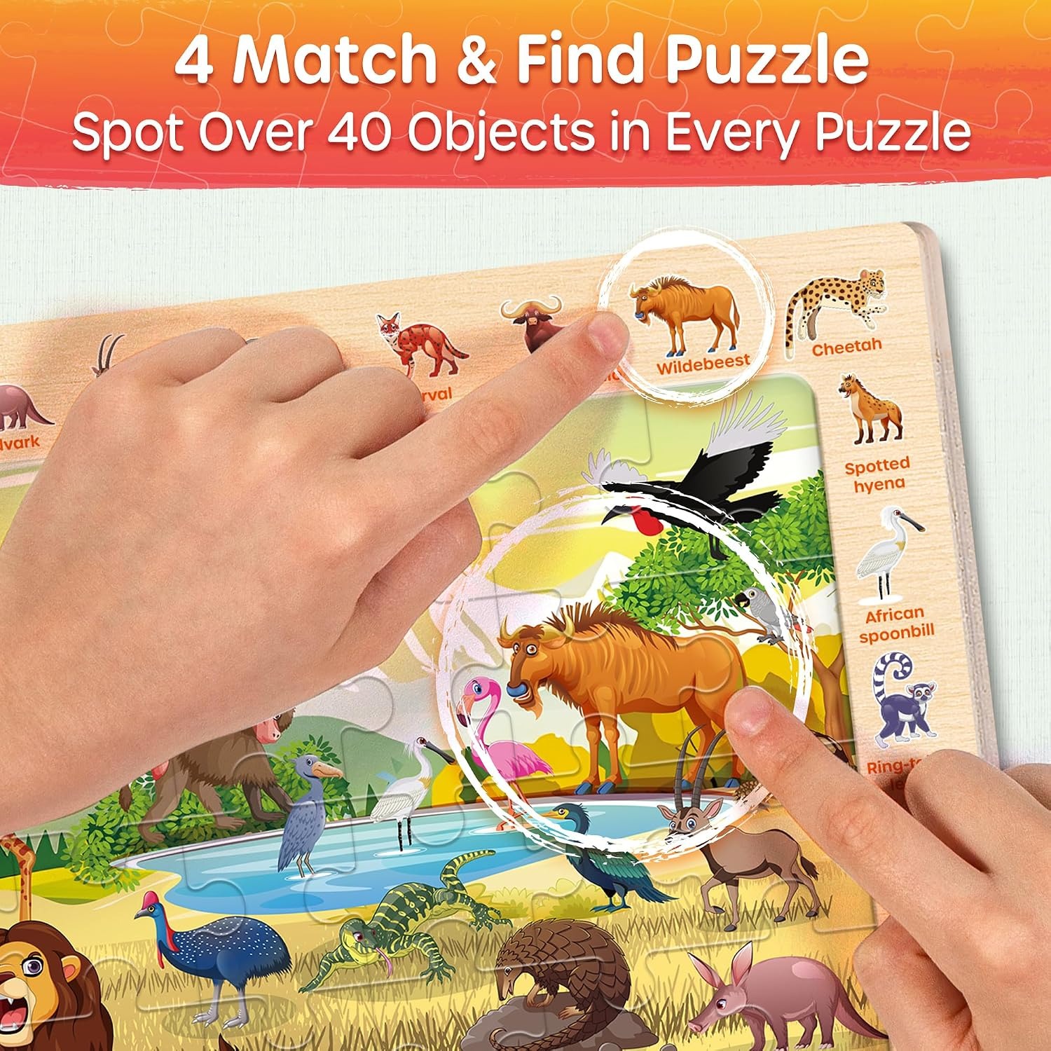 Wooden Animal Puzzles 4 Pack, 60 Pieces Each: image 4