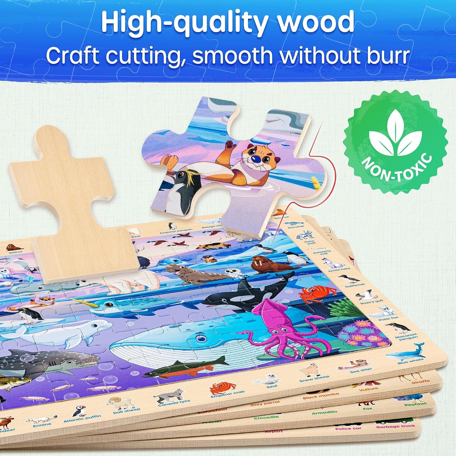 Wooden Animal Puzzles 4 Pack, 60 Pieces Each: image 5