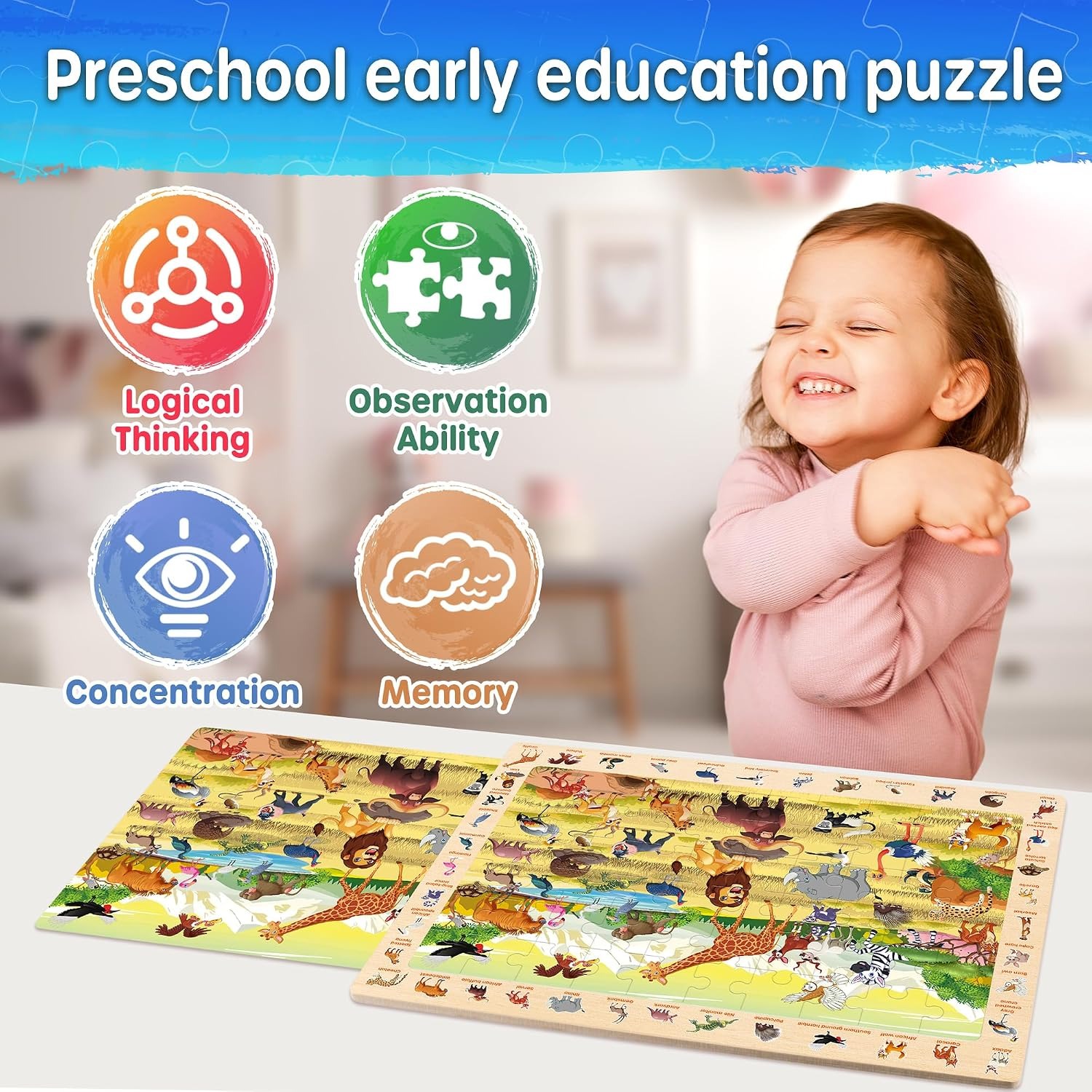 Wooden Animal Puzzles 4 Pack, 60 Pieces Each: image 7