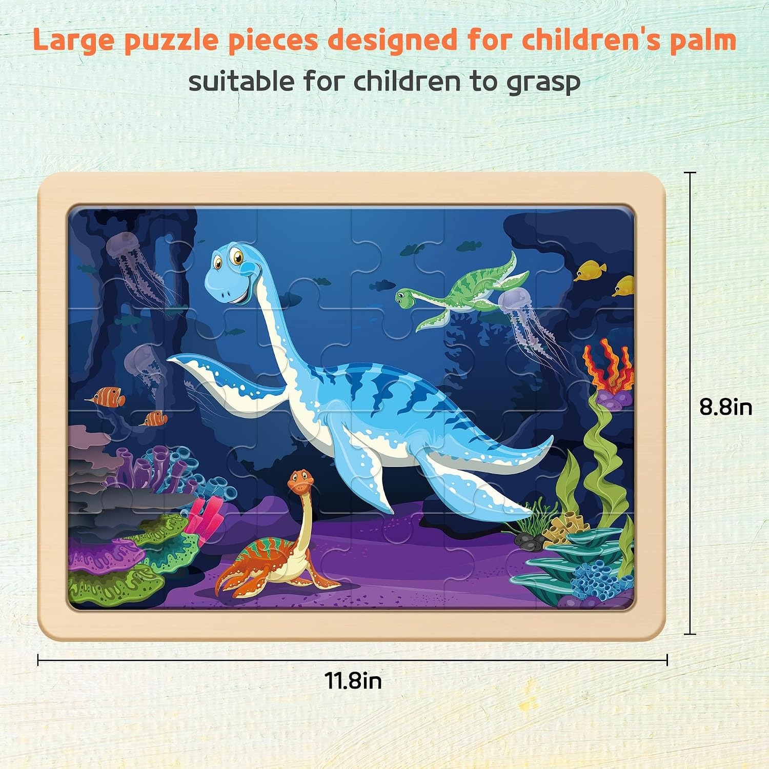 Wooden Dinosaur Puzzles 4-Pack with Storage Tray: image 5