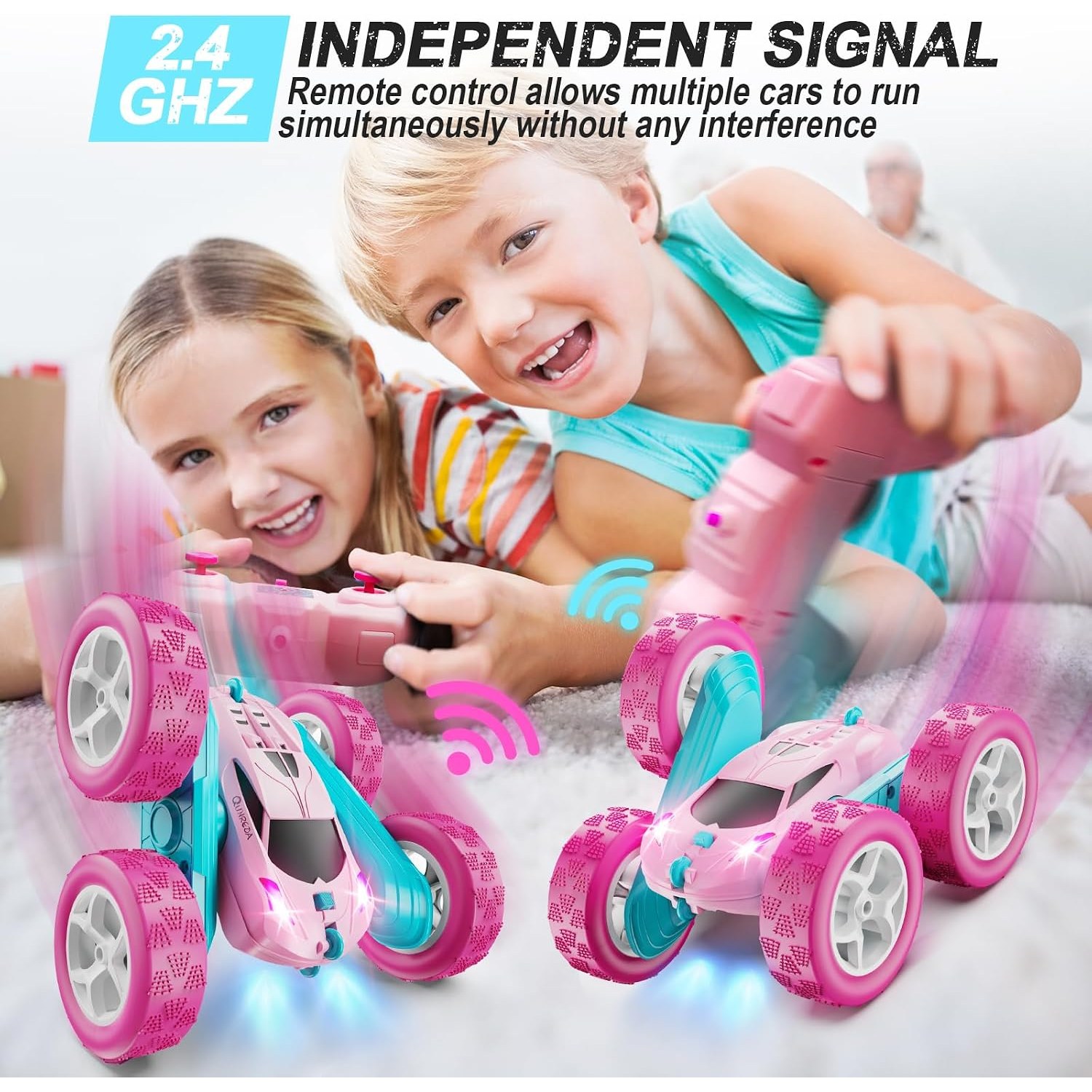 Pink RC Double Sided Stunt Car: image 3