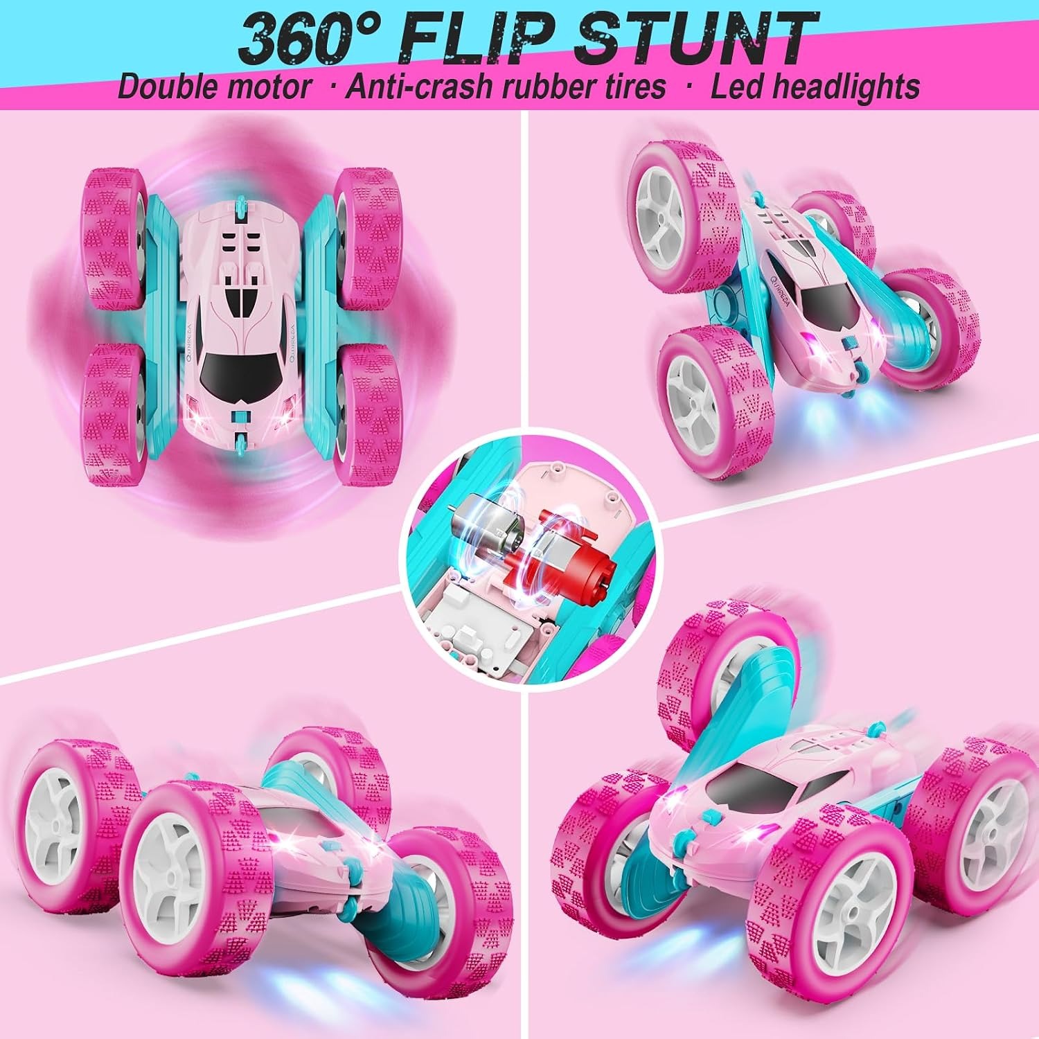 Pink RC Double Sided Stunt Car: image 4