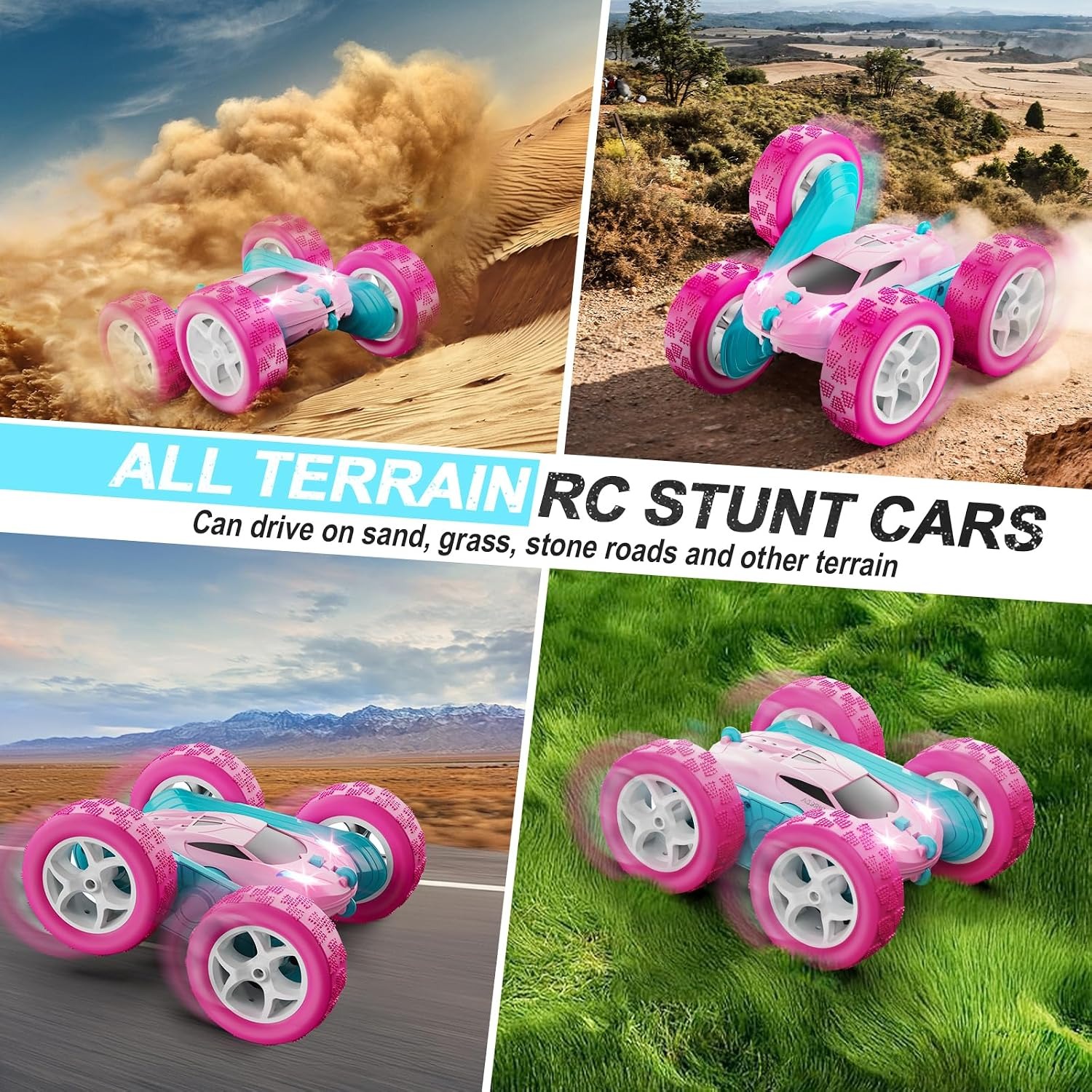 Pink RC Double Sided Stunt Car: image 5