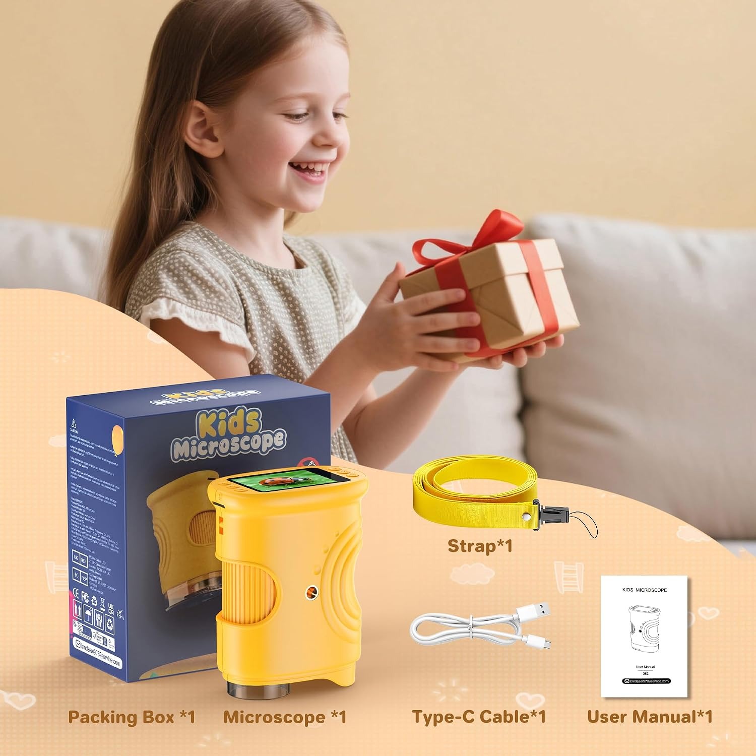 Kids Handheld Digital Microscope with LED Lighting