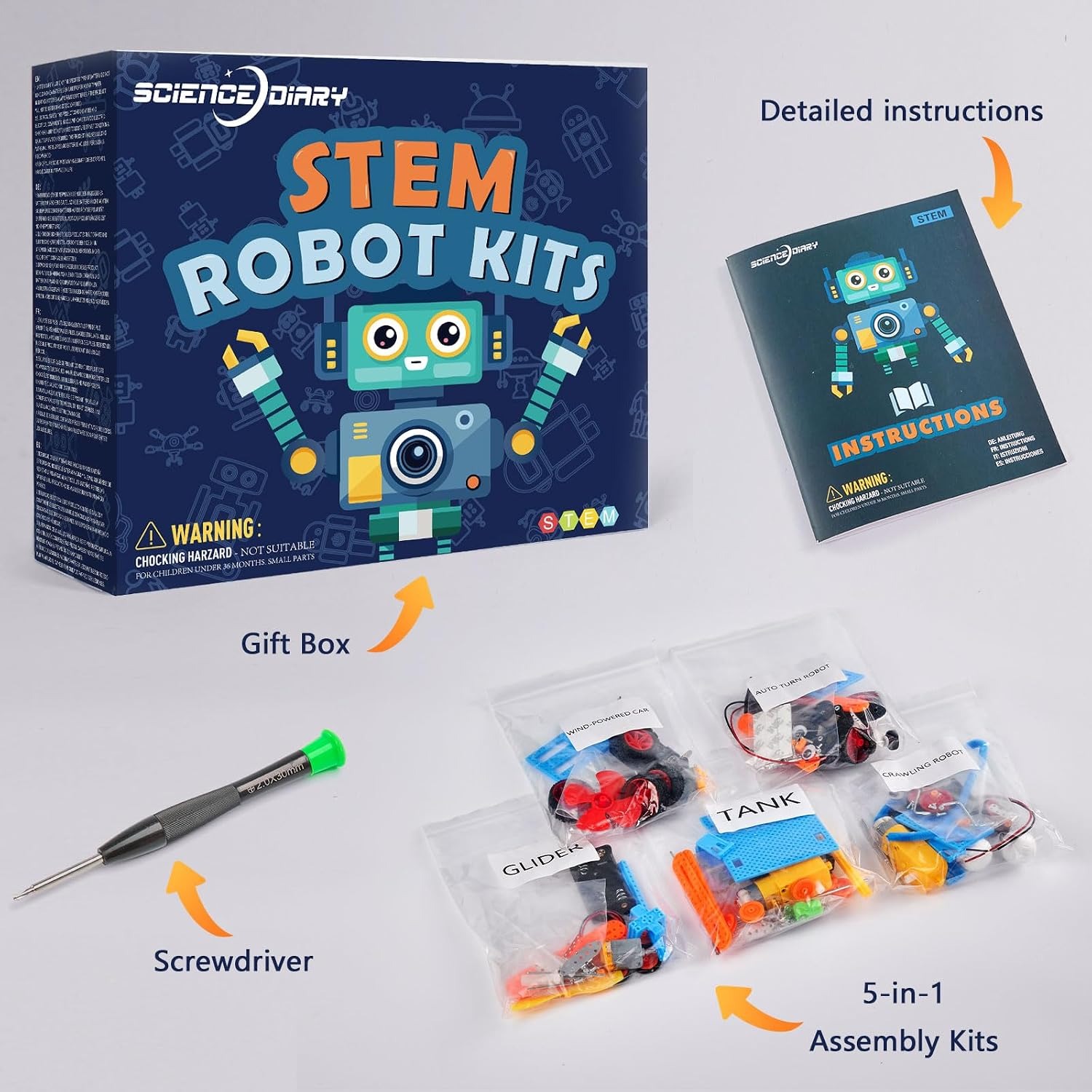 5-in-1 Robot Building Kit with Motor and Tools: image 6
