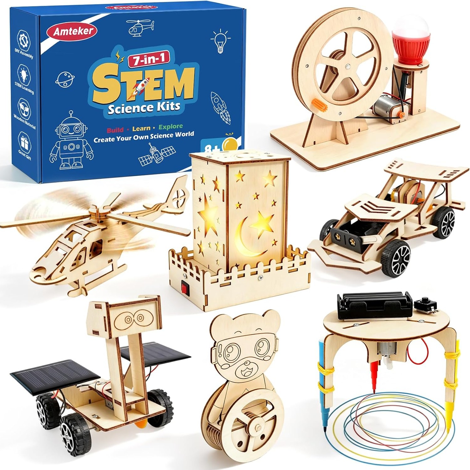 7-in-1 Wooden Science Experiments Kit