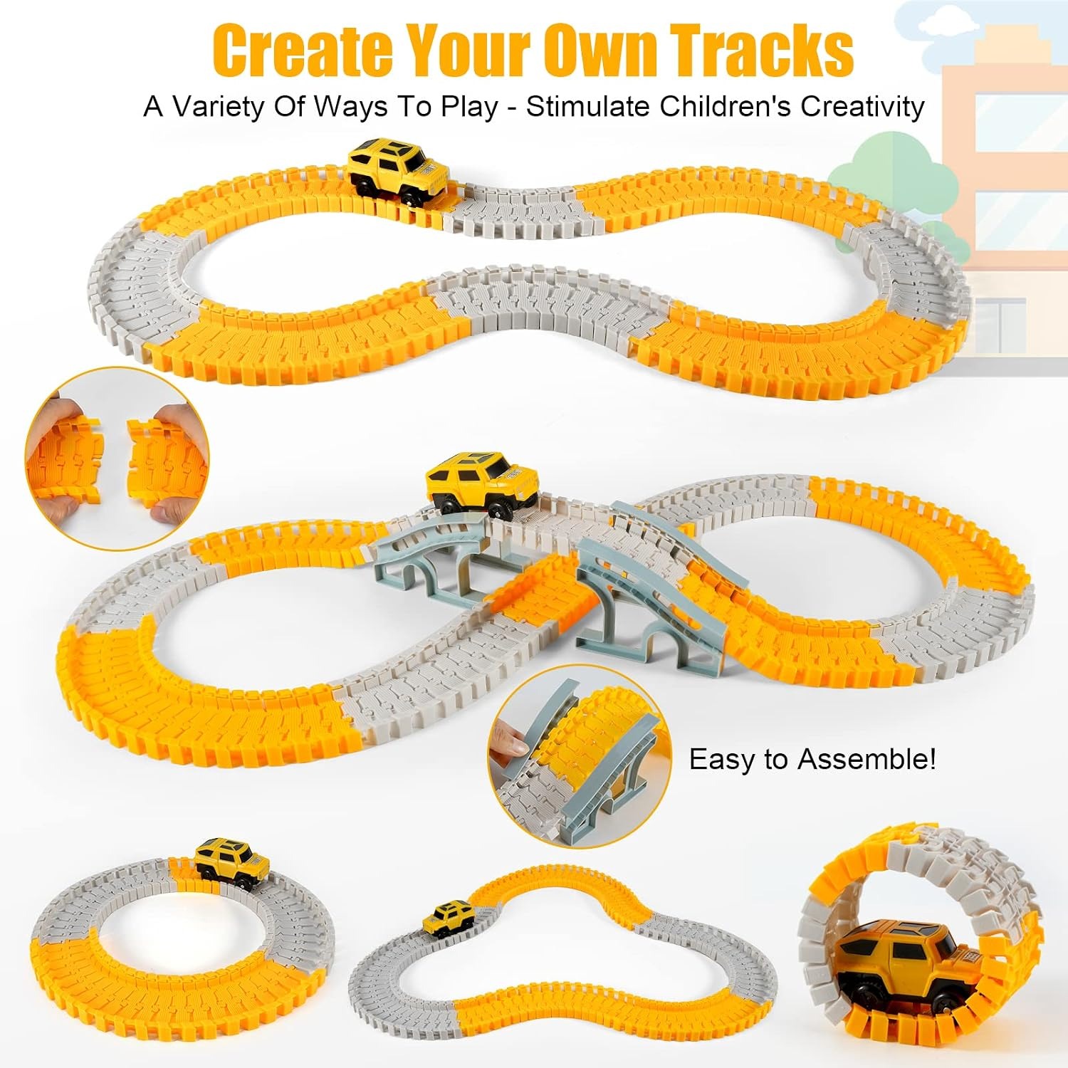 260-Piece Construction Race Track Set with Electric Cars and Trucks: image 3