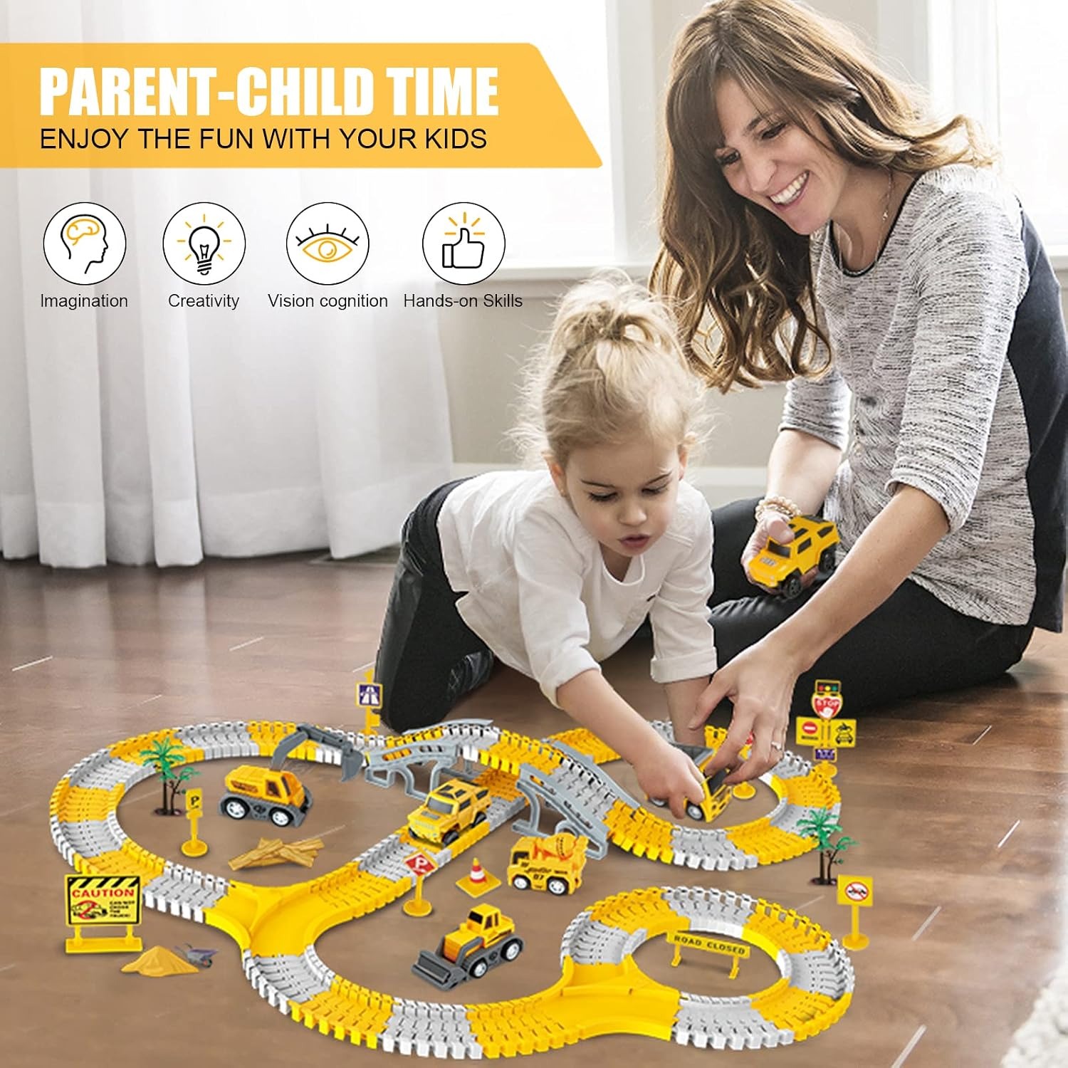 260-Piece Construction Race Track Set with Electric Cars and Trucks: image 6