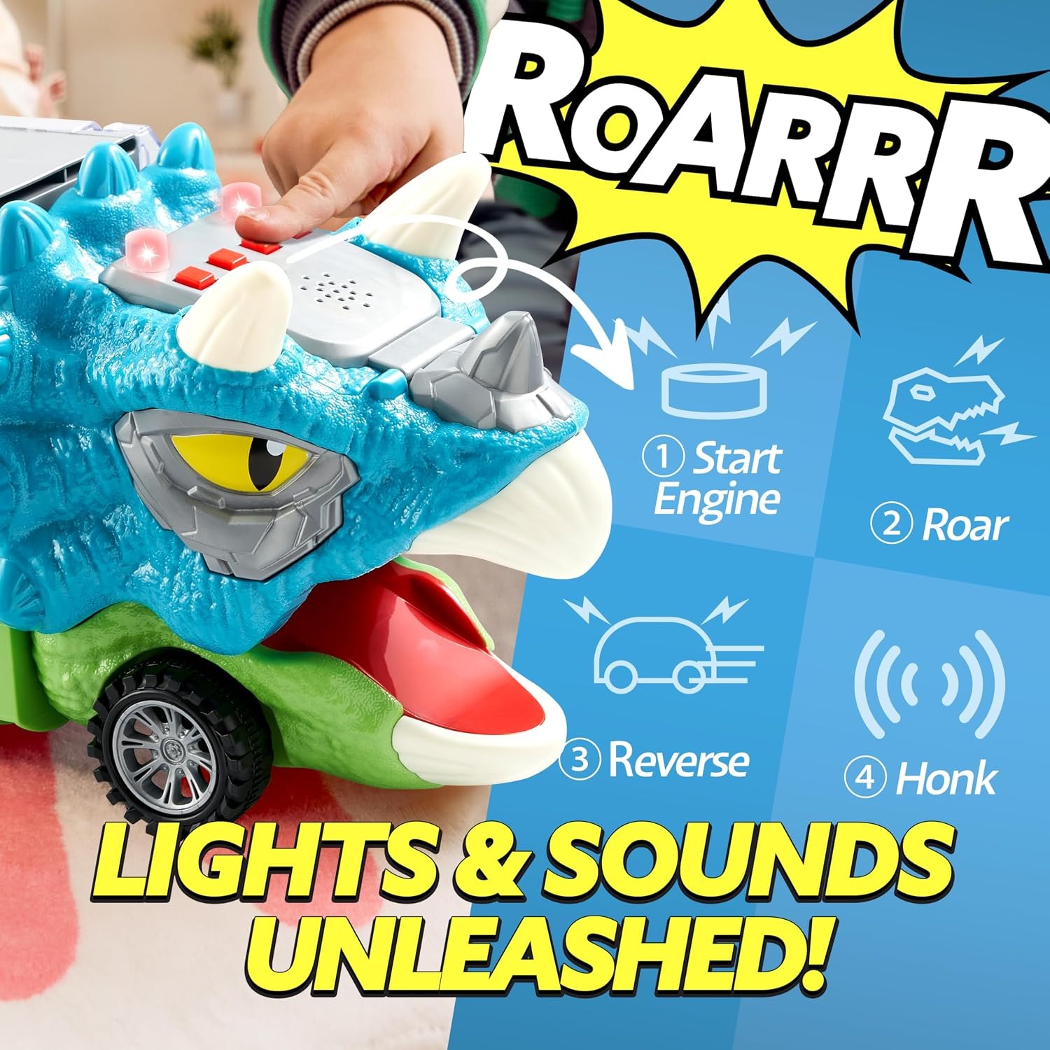 Dinosaur Transport Truck Set with Lights and Sounds: image 2