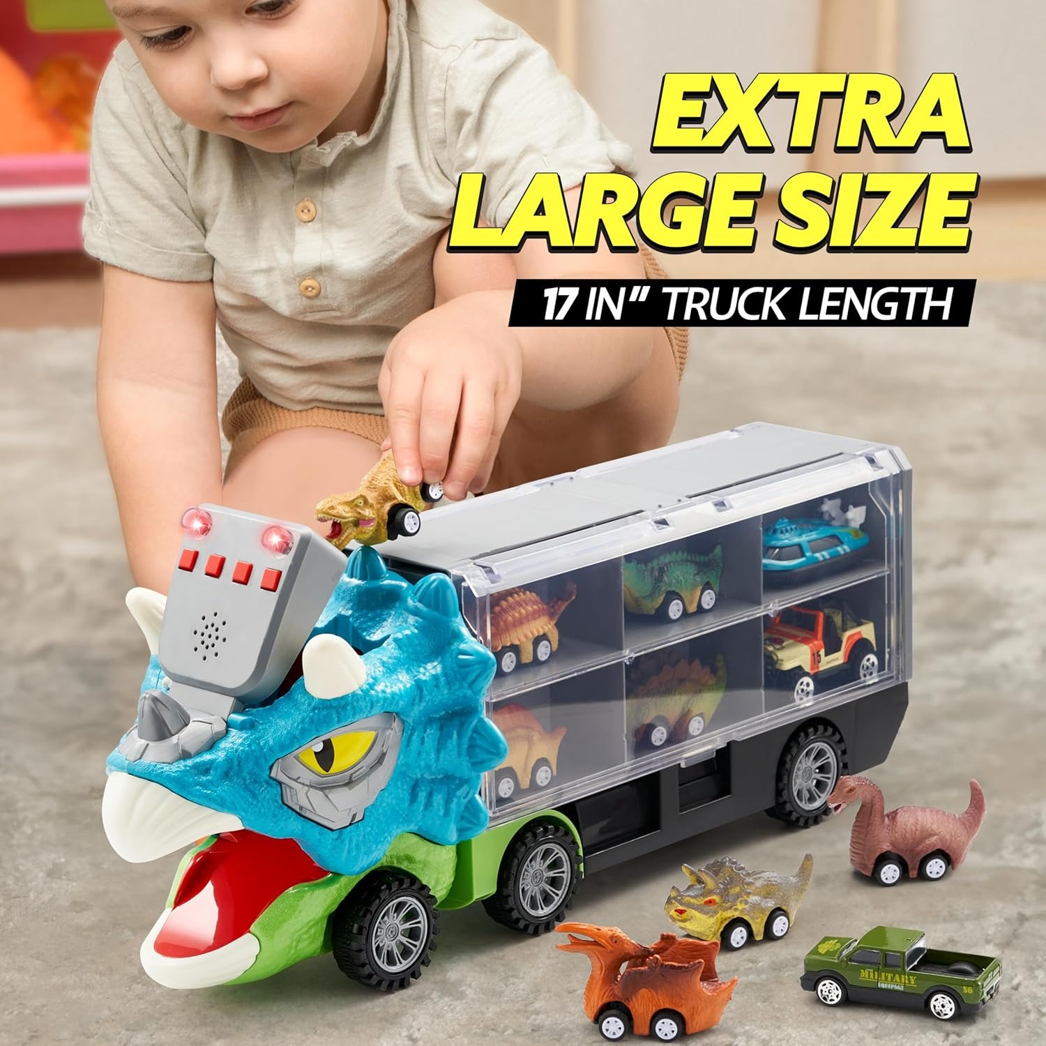 Dinosaur Transport Truck Set with Lights and Sounds: image 7