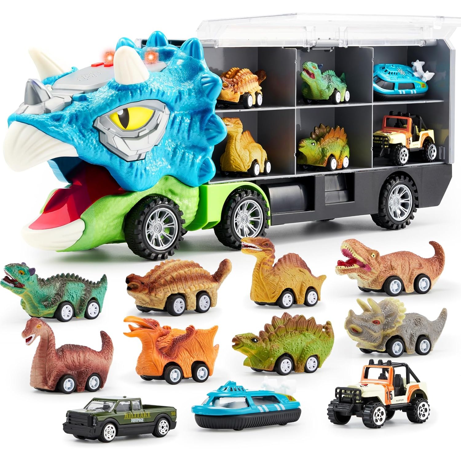 Dinosaur Transport Truck Set with Lights and Sounds