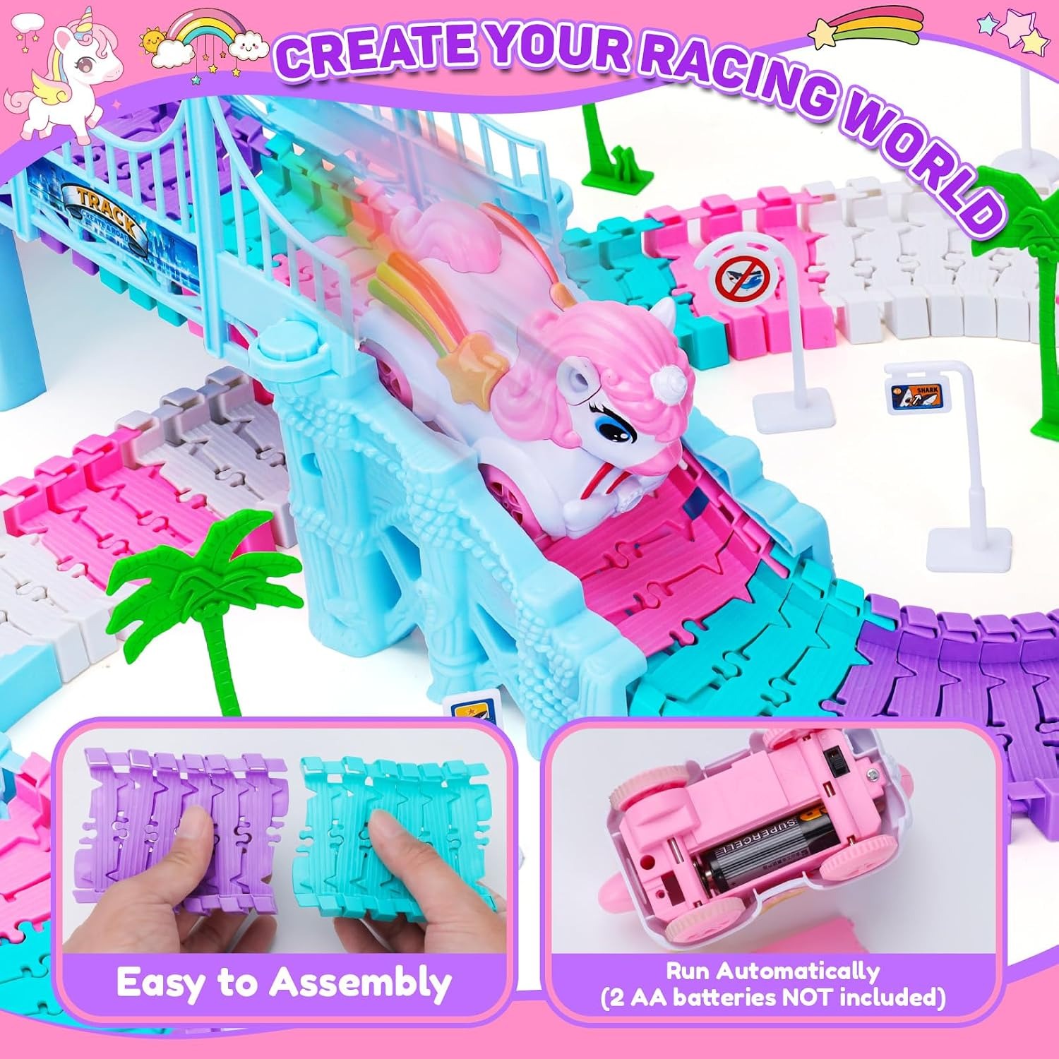 Shark and Unicorn Race Track 194 Piece Flexible Track Set: image 3