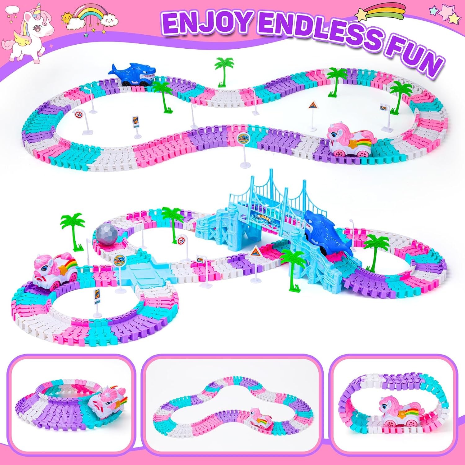 Shark and Unicorn Race Track 194 Piece Flexible Track Set: image 4