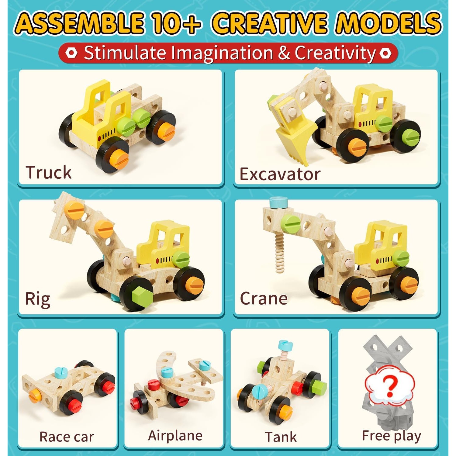 Kids Wooden Tool Set with Carry Box: image 3