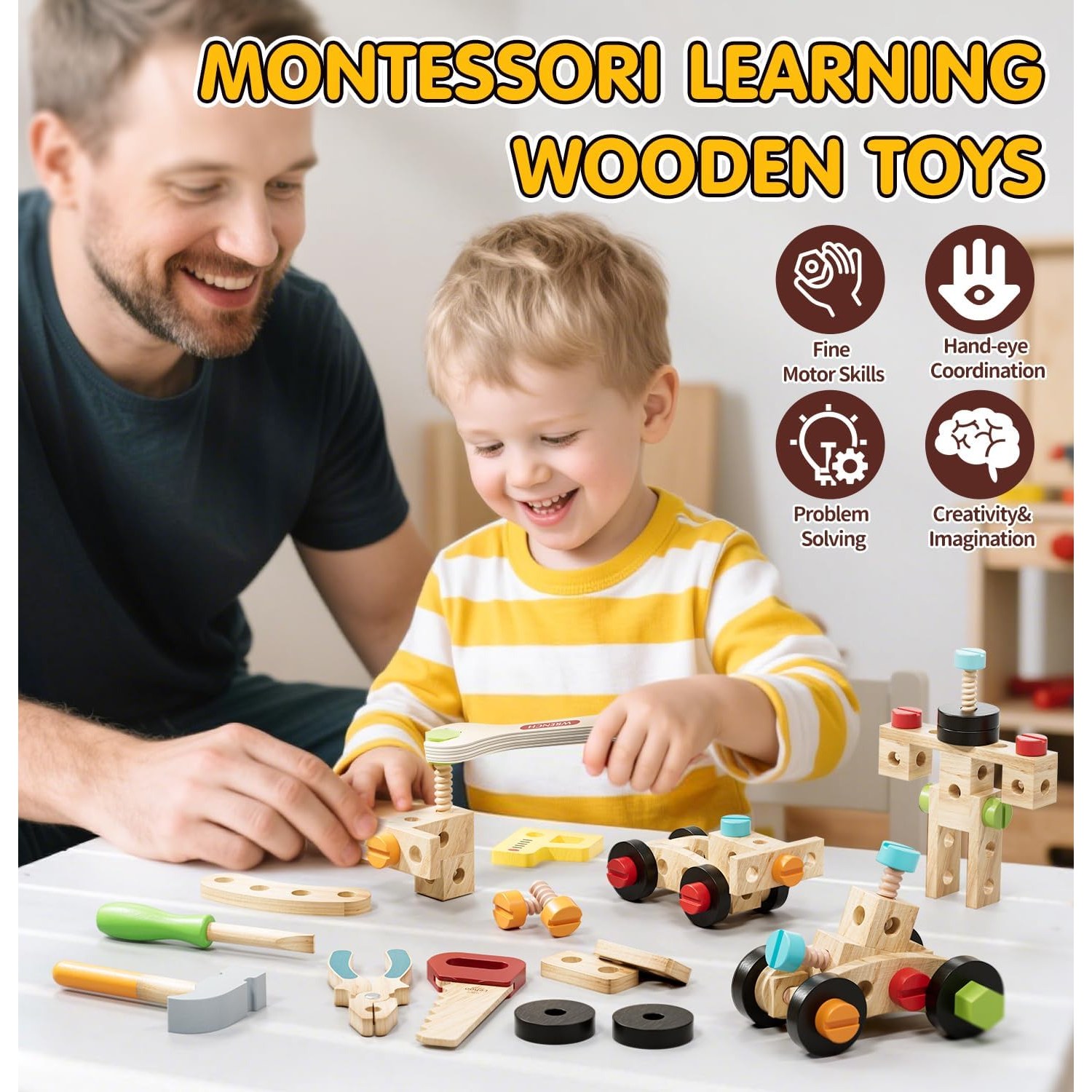 Kids Wooden Tool Set with Carry Box: image 4