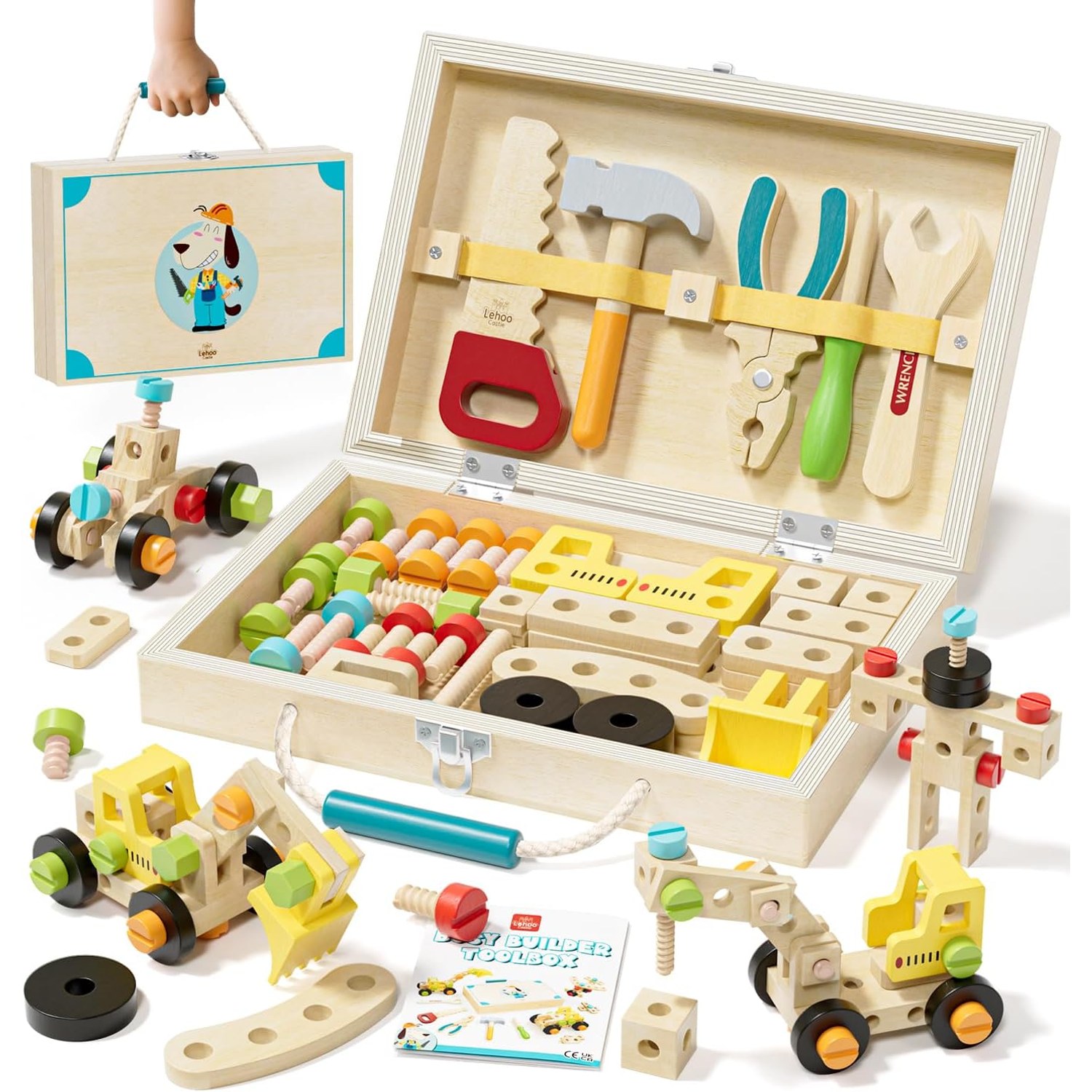 Kids Wooden Tool Set with Carry Box