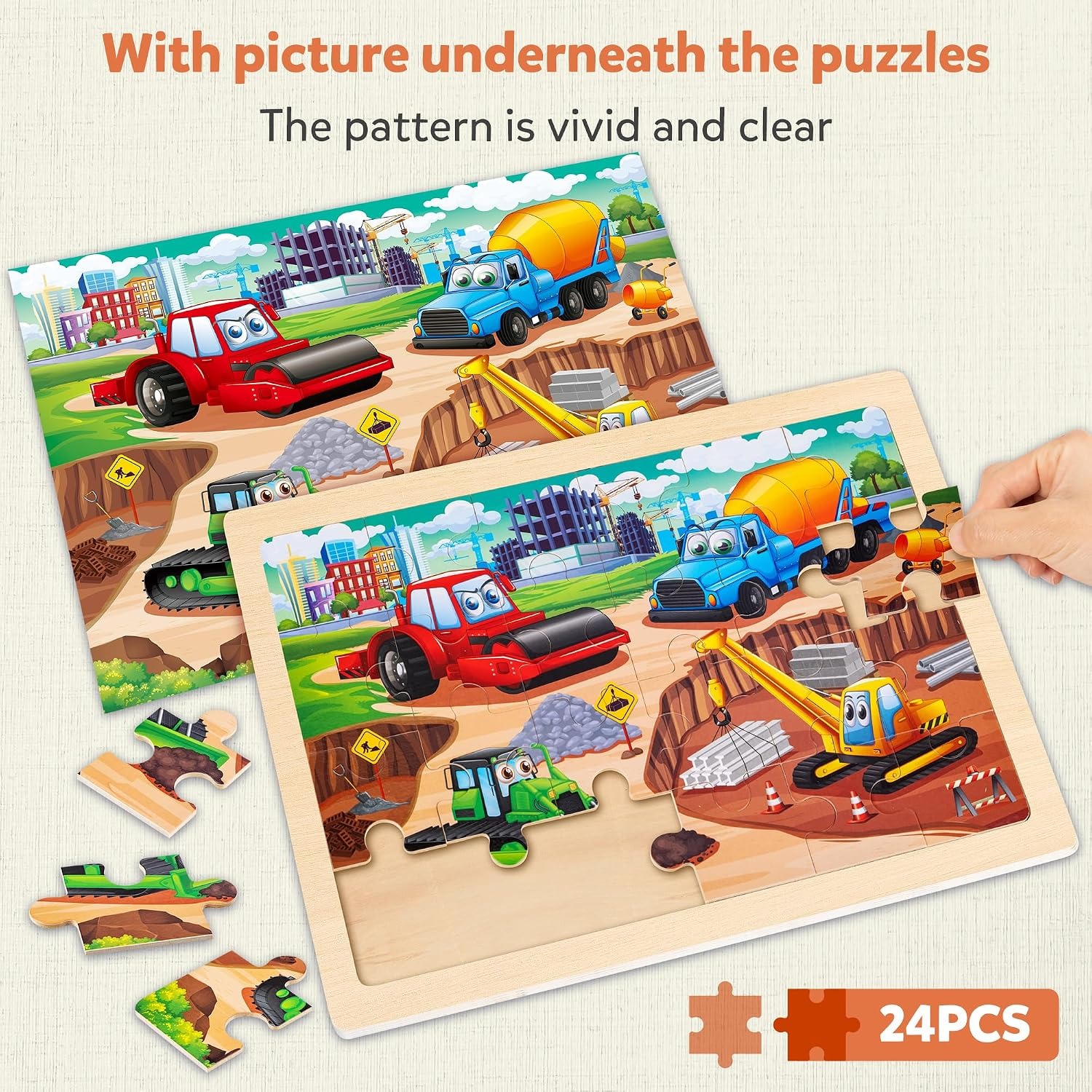 Wooden Construction Vehicle Puzzles Set of 4: image 3