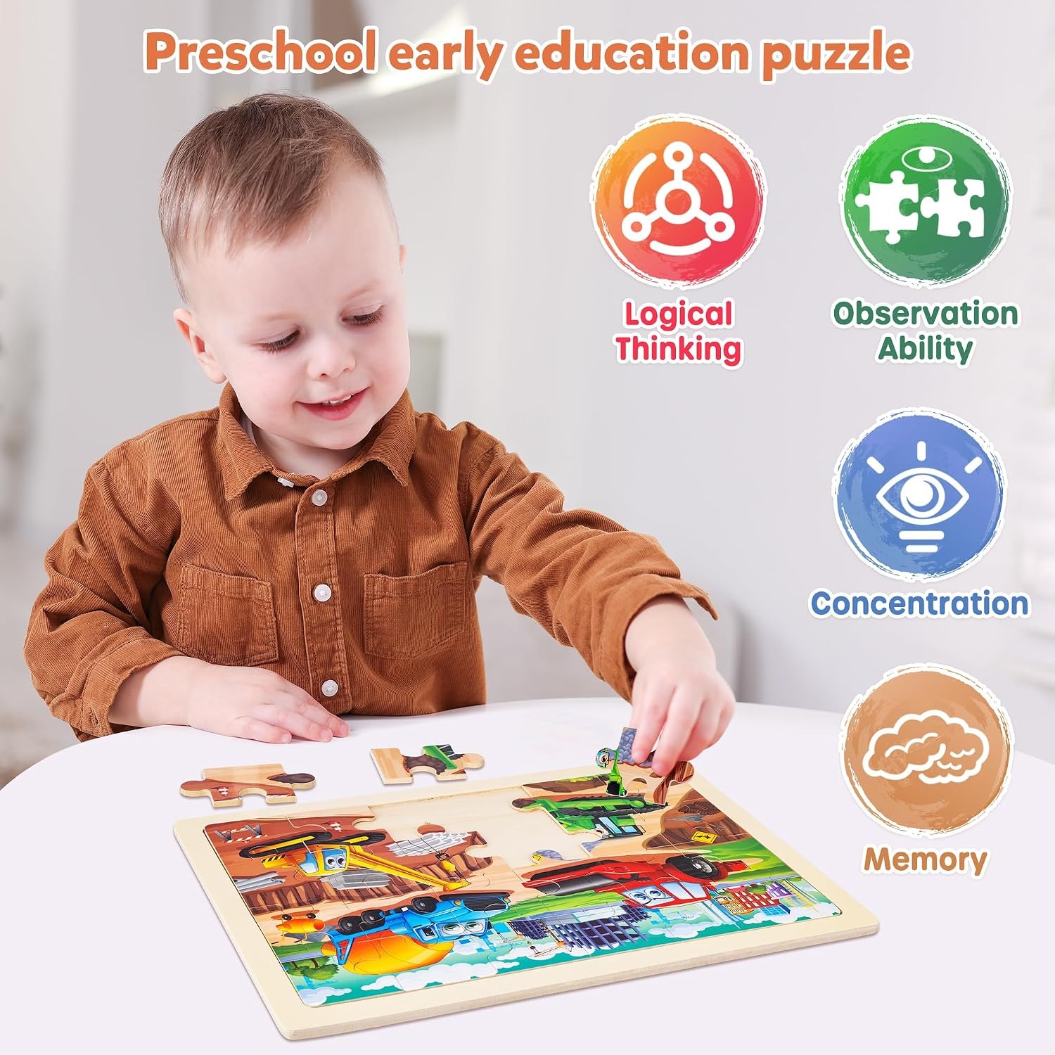 Wooden Construction Vehicle Puzzles Set of 4: image 6